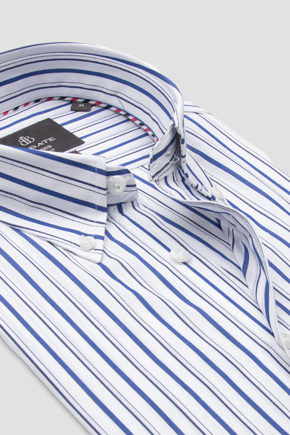 Abbate Luca Poplin Pamuklu Comfort Fit Lacivert Klasik Yaka Erkek Çizgili Gömlek