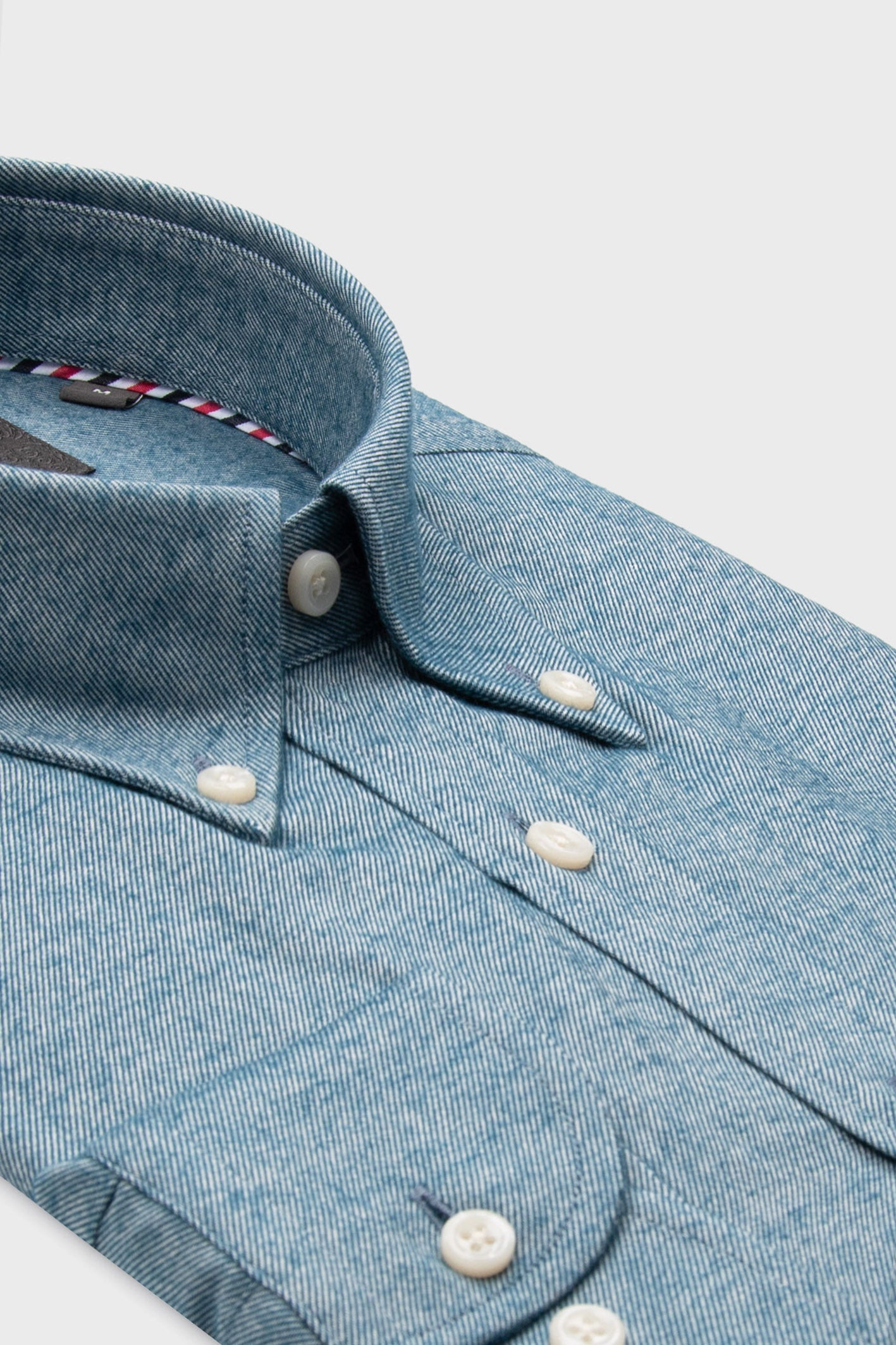 Abbate Luca Flanel Pamuk Karışımlı Comfort Fit Açık Mavi Düğmeli Yaka Erkek Düz Gömlek