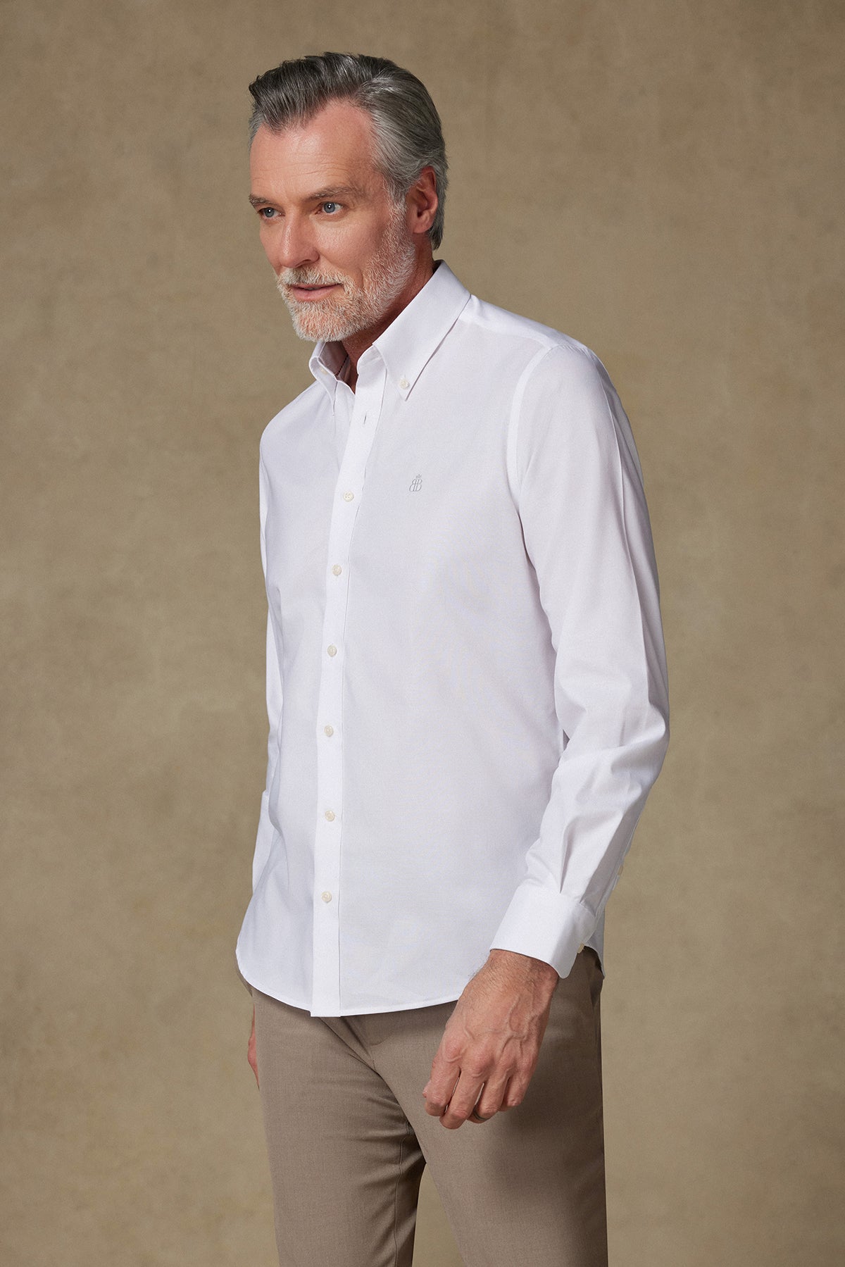 Abbate Matteo Non Iron Oxford %100 Pamuk Comfort Fit Beyaz Düğmeli Yaka Erkek Düz Gömlek