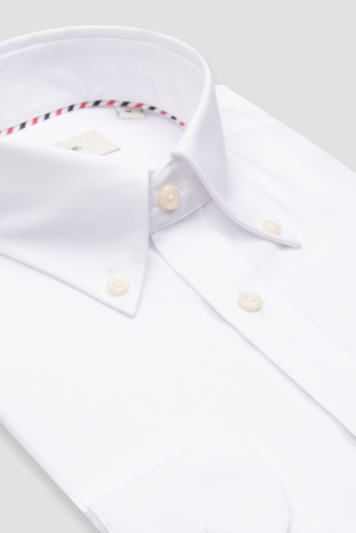 Abbate Matteo Non Iron Oxford %100 Pamuk Comfort Fit Beyaz Düğmeli Yaka Erkek Düz Gömlek