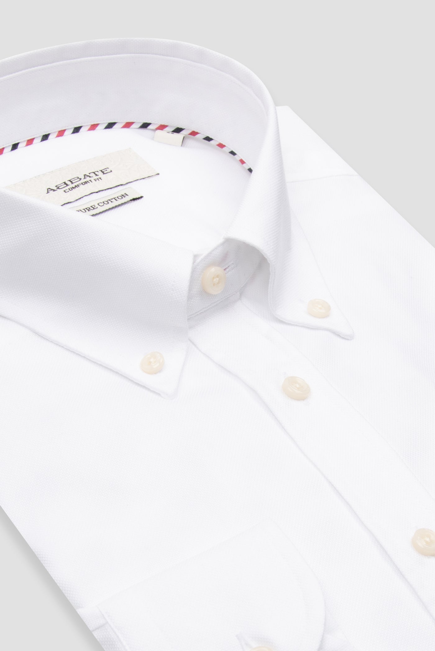 Abbate Matteo Royal Oxford Pamuklu Comfort Fit Beyaz Düğmeli Yaka Erkek Düz Gömlek