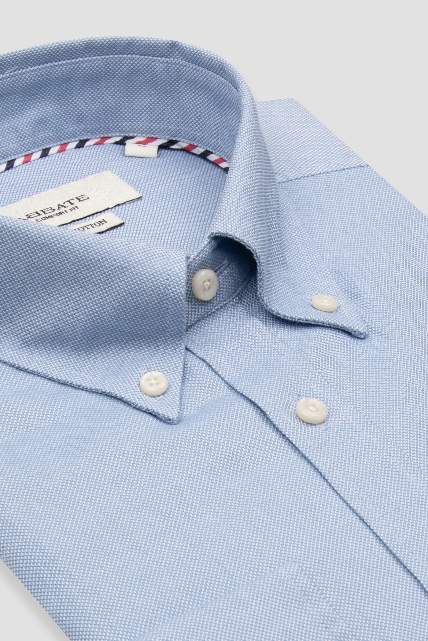 Abbate Matteo Royal Oxford Pamuklu Comfort Fit Açık Mavi Düğmeli Yaka Erkek Düz Gömlek