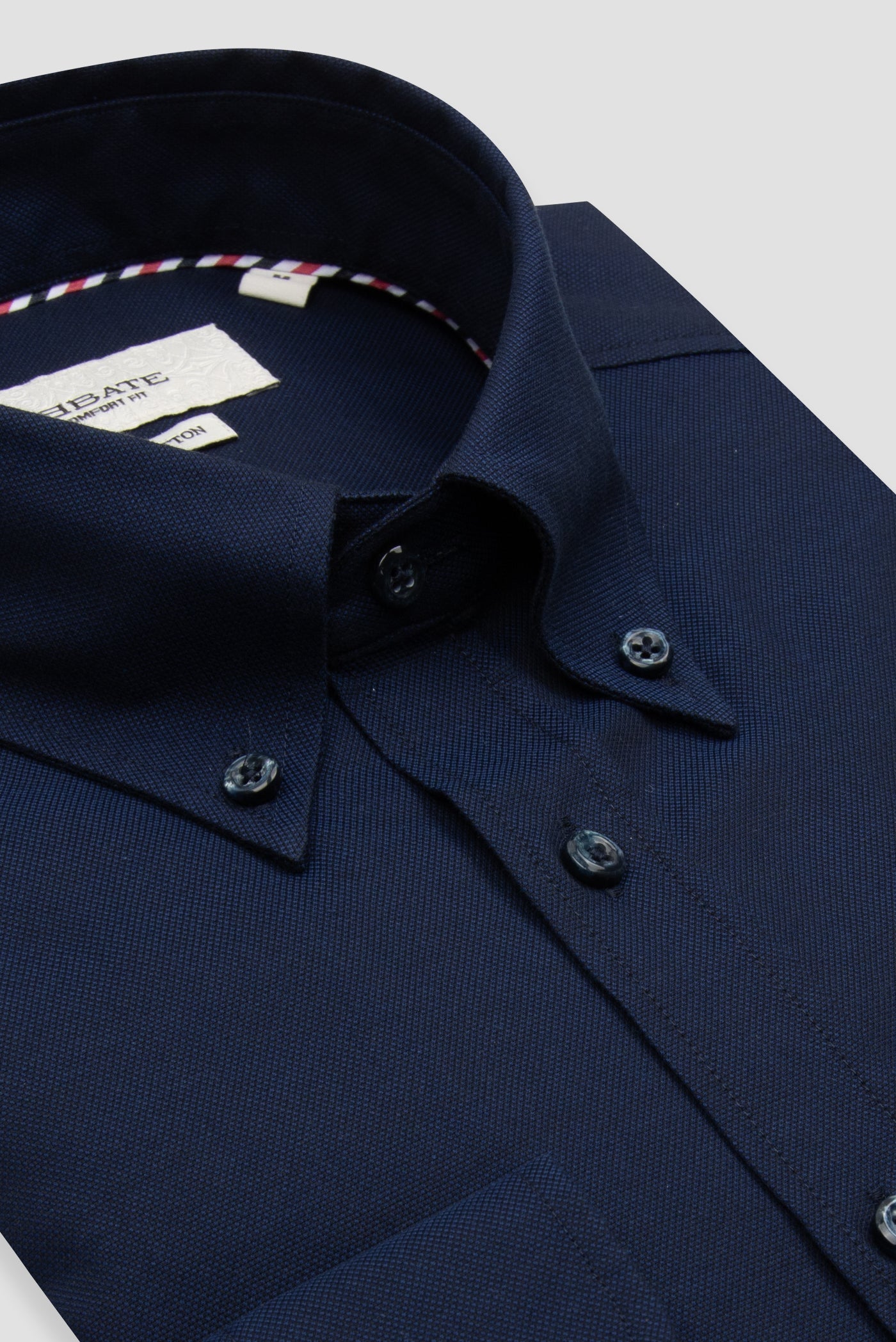 Abbate Matteo Royal Oxford Pamuklu Comfort Fit Lacivert Düğmeli Yaka Erkek Düz Gömlek