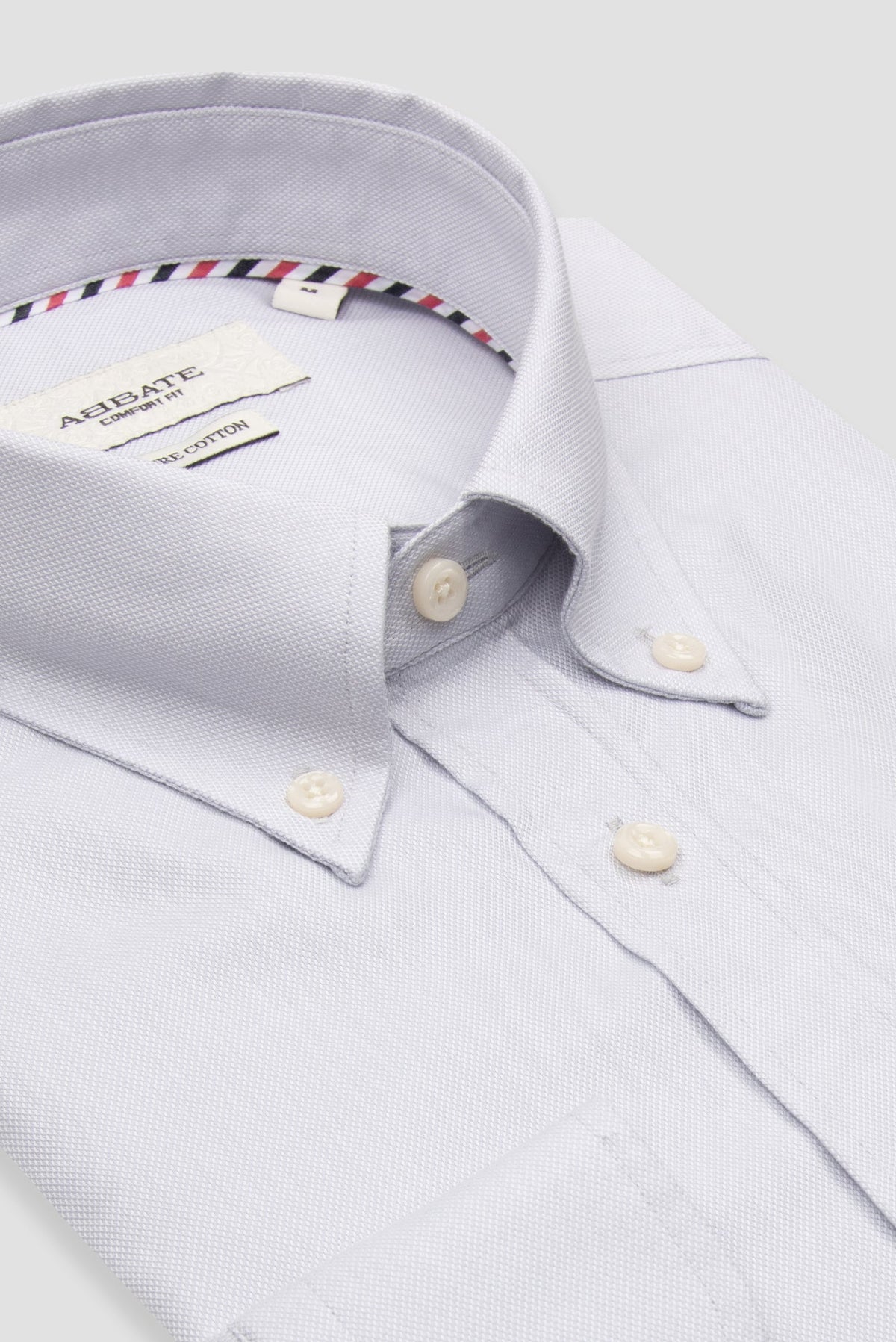Abbate Matteo Royal Oxford %100 Pamuk Comfort Fit Açık Gri Düğmeli Yaka Erkek Düz Gömlek