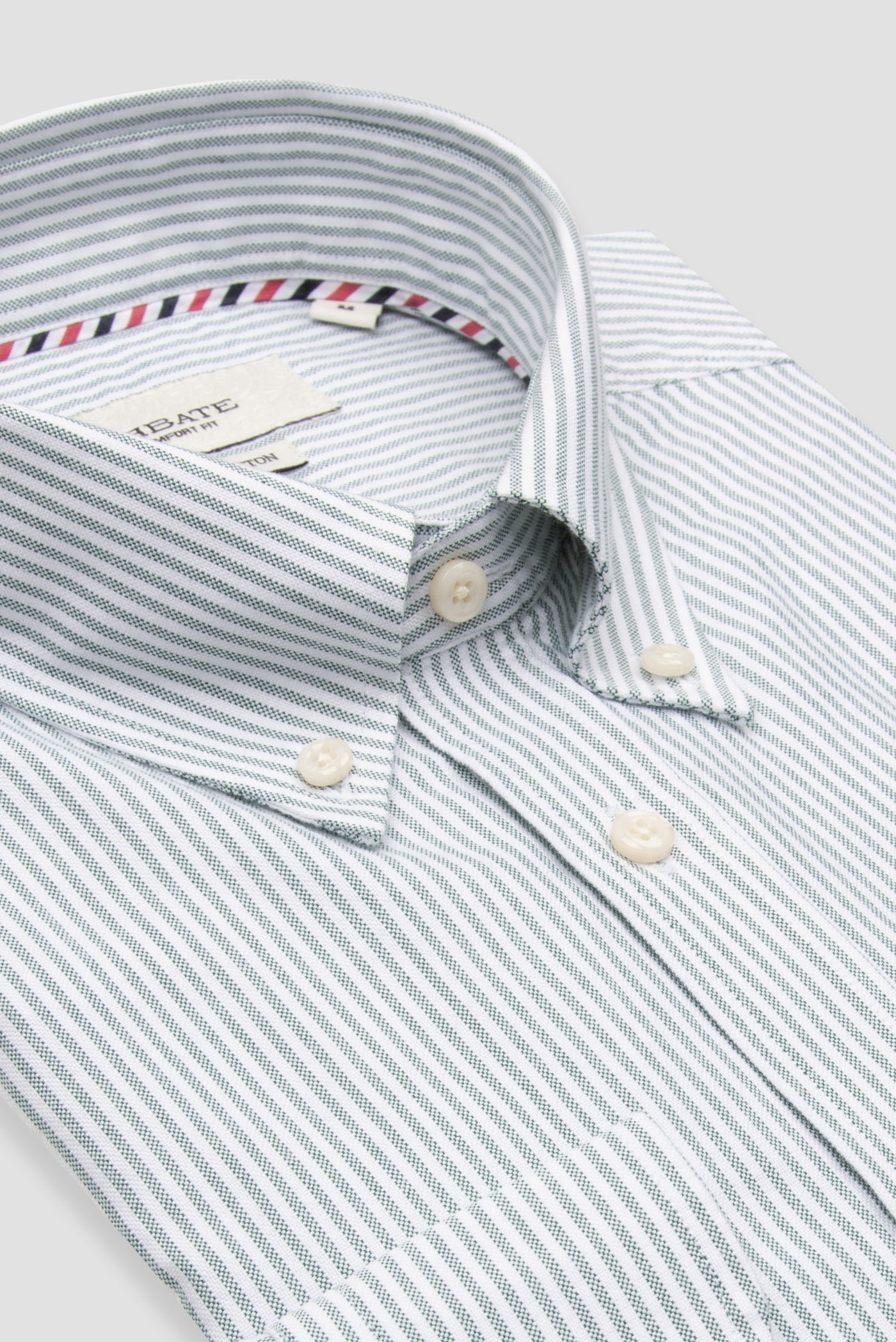 Abbate Marcel Amerikan Oxford Pamuklu Comfort Fit Yeşil Düğmeli Yaka Erkek Çizgili Gömlek