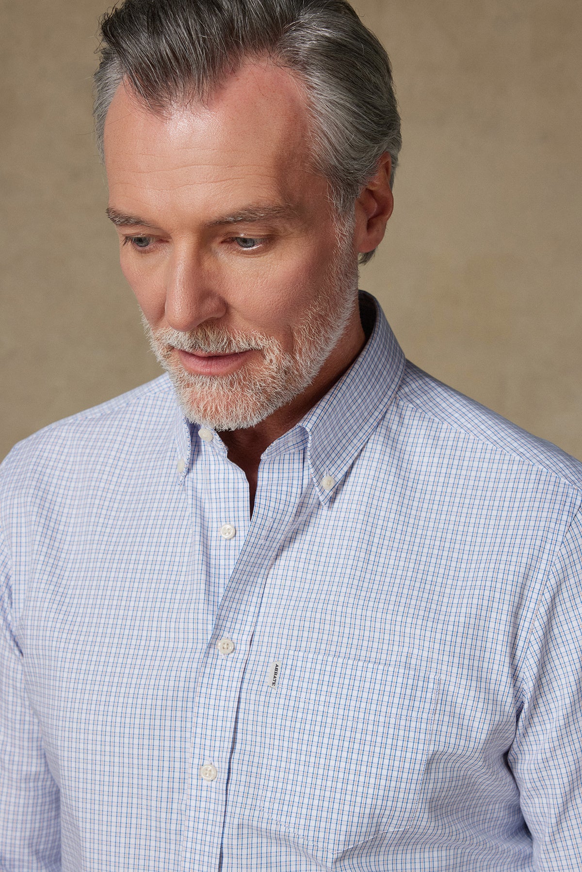 Abbate Aldo Poplin Pamuklu Comfort Fit Açık Mavi Düğmeli Yaka Erkek Kareli Gömlek