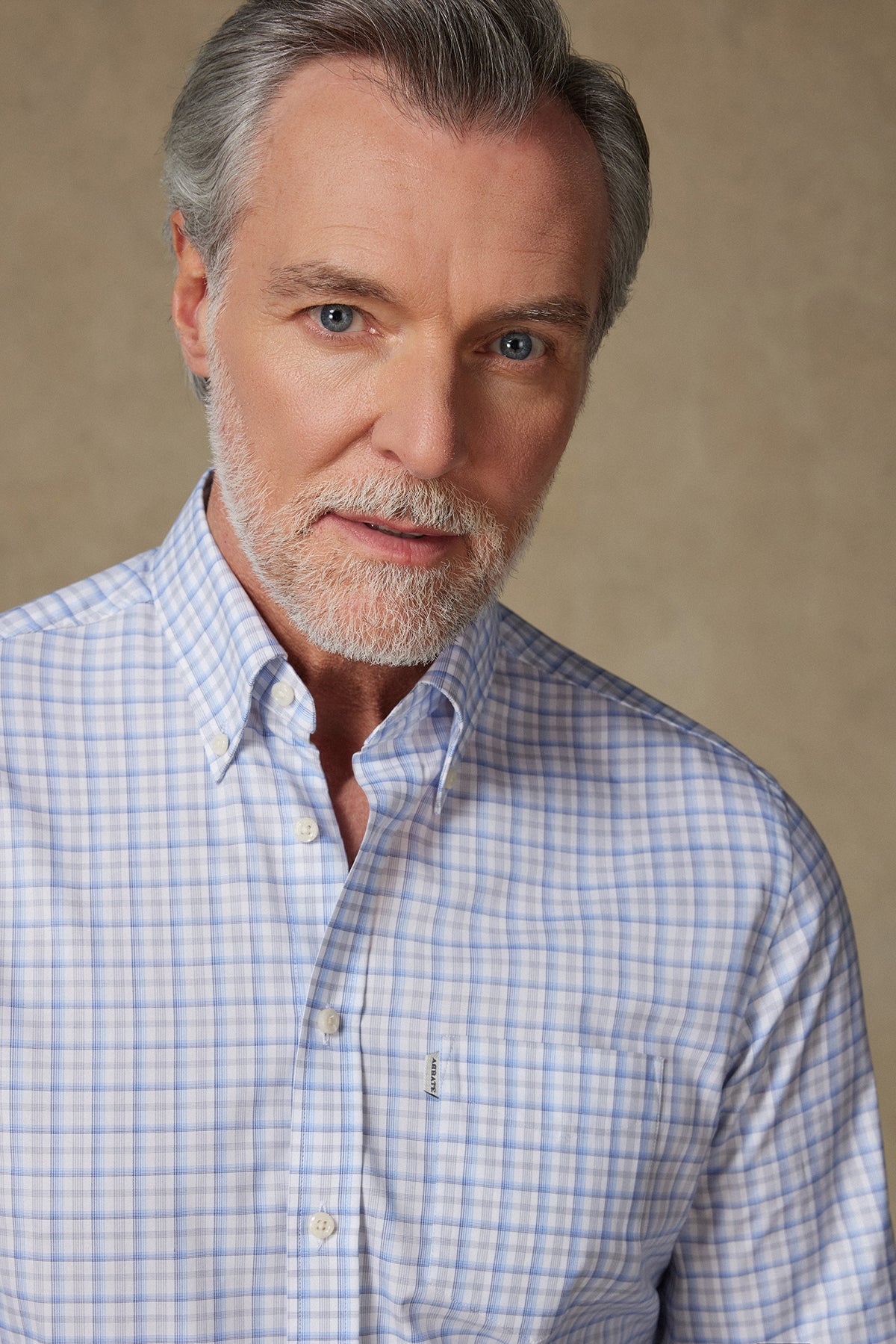 Abbate Aldo Poplin Pamuklu Comfort Fit Açık Mavi Düğmeli Yaka Erkek Kareli Gömlek