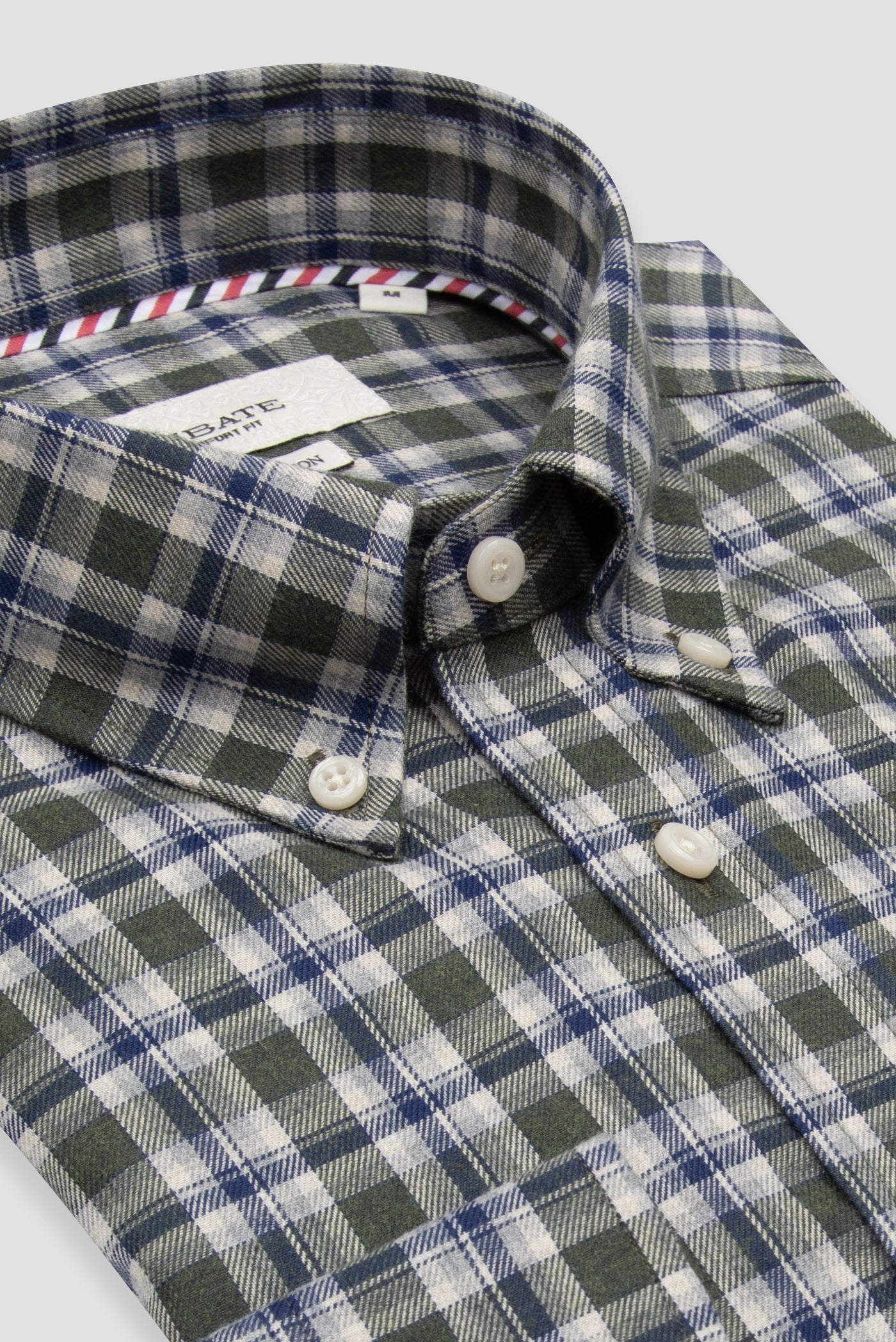 Abbate Aldo Poplin Pamuklu Comfort Fit Yeşil Düğmeli Yaka Erkek Kareli Gömlek