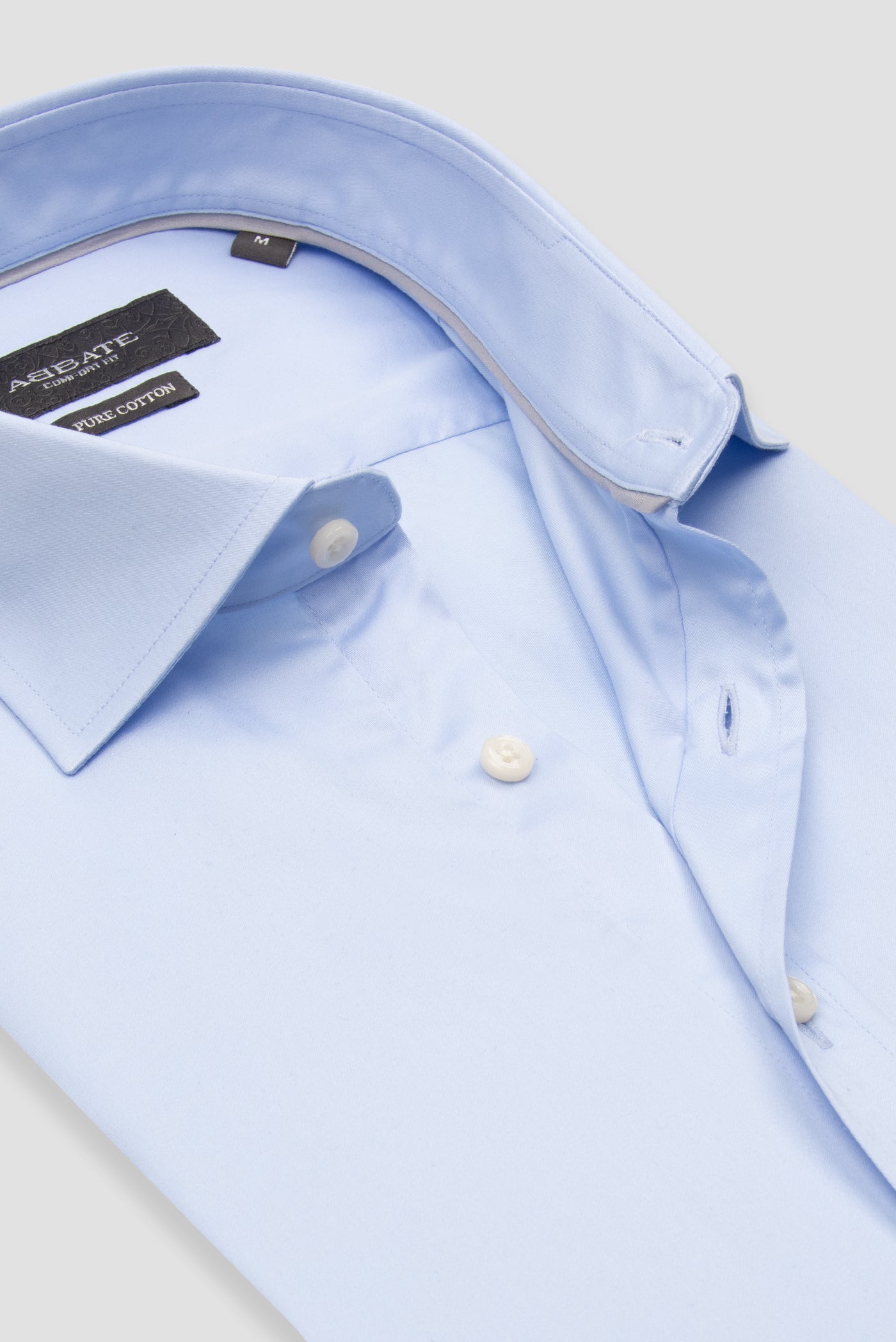 Abbate Leonardo Saten Pamuklu Comfort Fit Açık Mavi Klasik Yaka Erkek Düz Gömlek