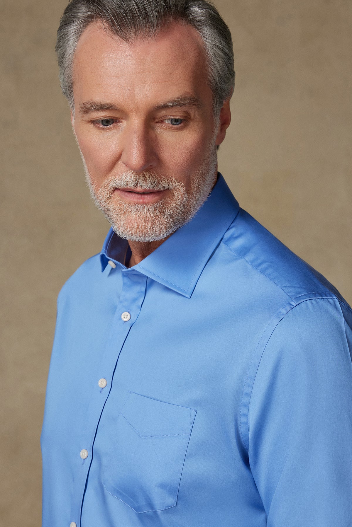 Abbate Leonardo Saten Pamuklu Comfort Fit Koyu Mavi Klasik Yaka Erkek Düz Gömlek