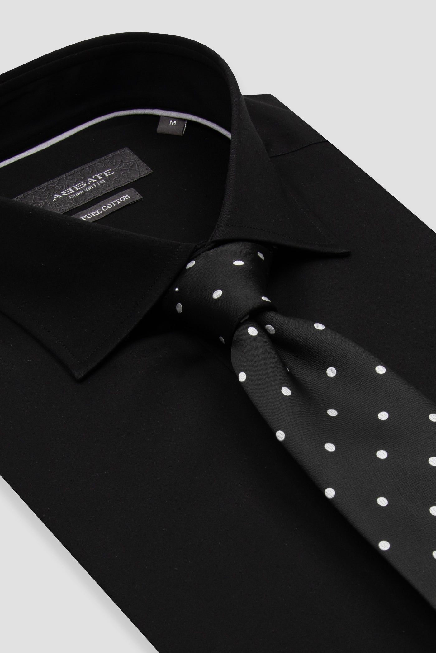 Abbate Leonardo Saten Pamuklu Comfort Fit Siyah Klasik Yaka Erkek Düz Gömlek