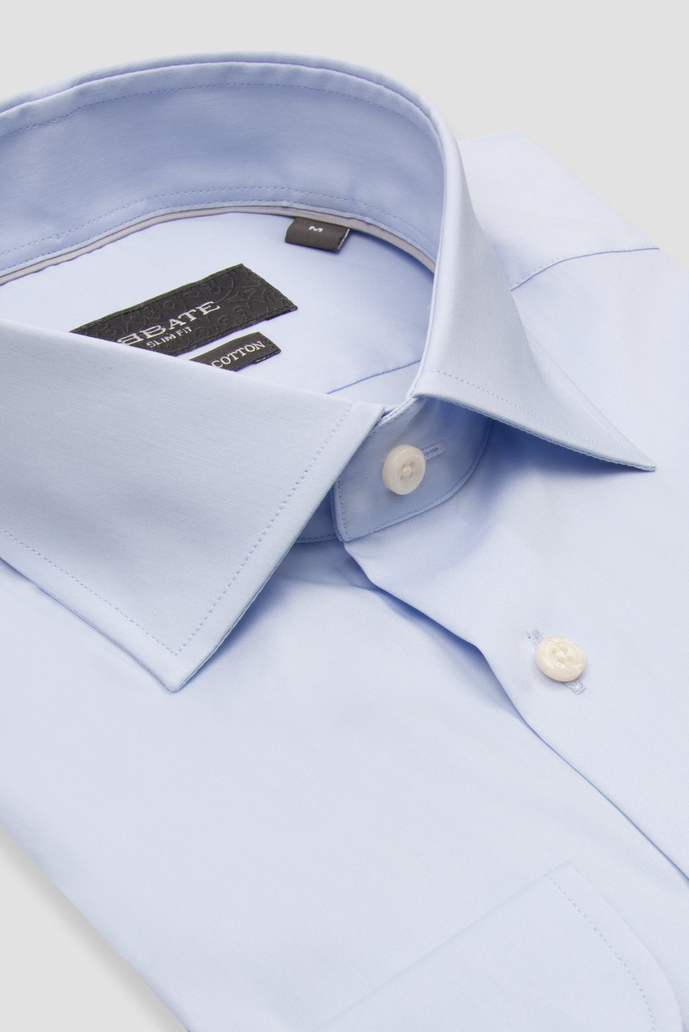 Abbate Enzo Poplin Stretch Pamuk Karışımlı Slim Fit Açık Mavi Klasik Yaka Erkek Düz Gömlek
