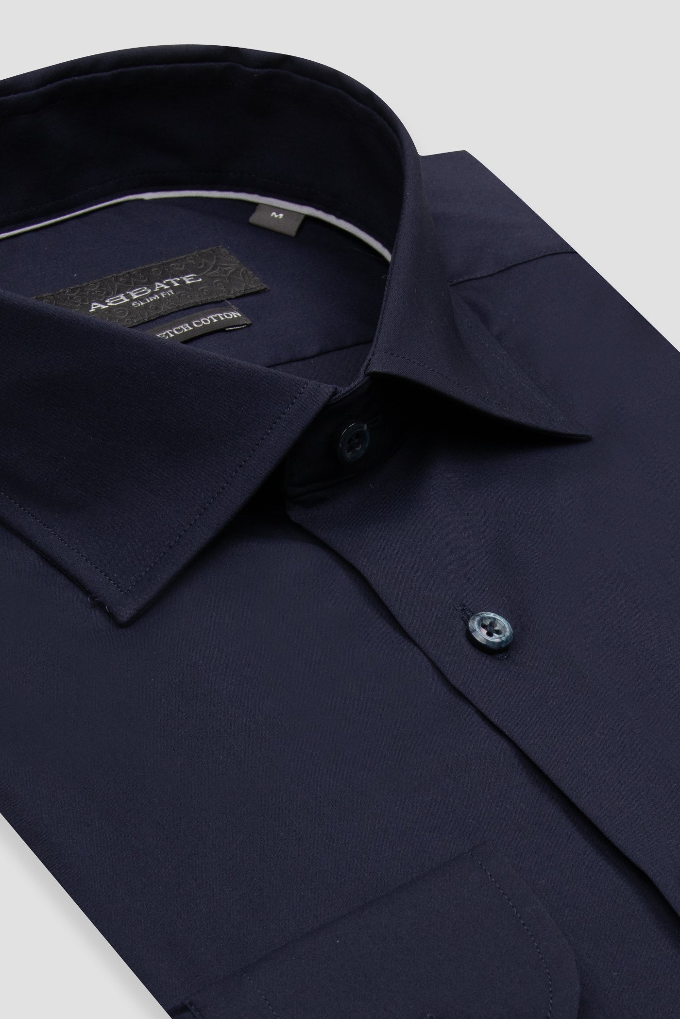 Abbate Enzo Poplin Stretch Pamuk Karışımlı Slim Fit Lacivert Klasik Yaka Erkek Düz Gömlek