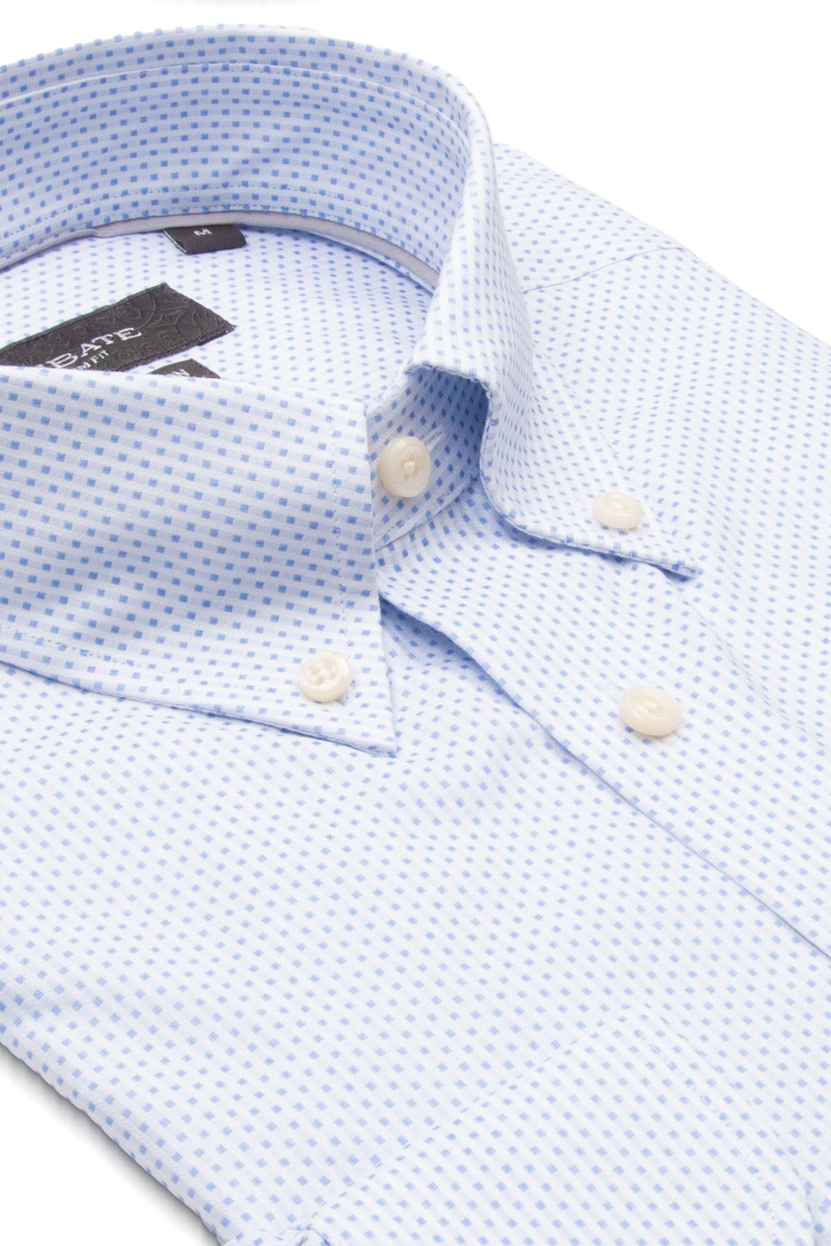 Abbate Carlo Armür Pamuklu Slim Fit Açık Mavi Düğmeli Yaka Erkek Baskılı Gömlek