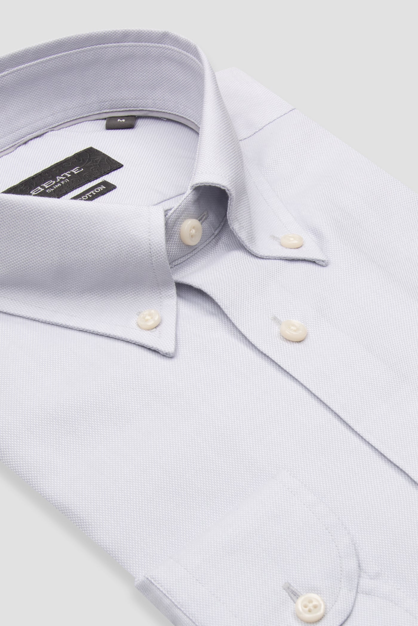 Abbate Carlo Royal Oxford Pamuklu Slim Fit Açık Gri Düğmeli Yaka Erkek Düz Gömlek