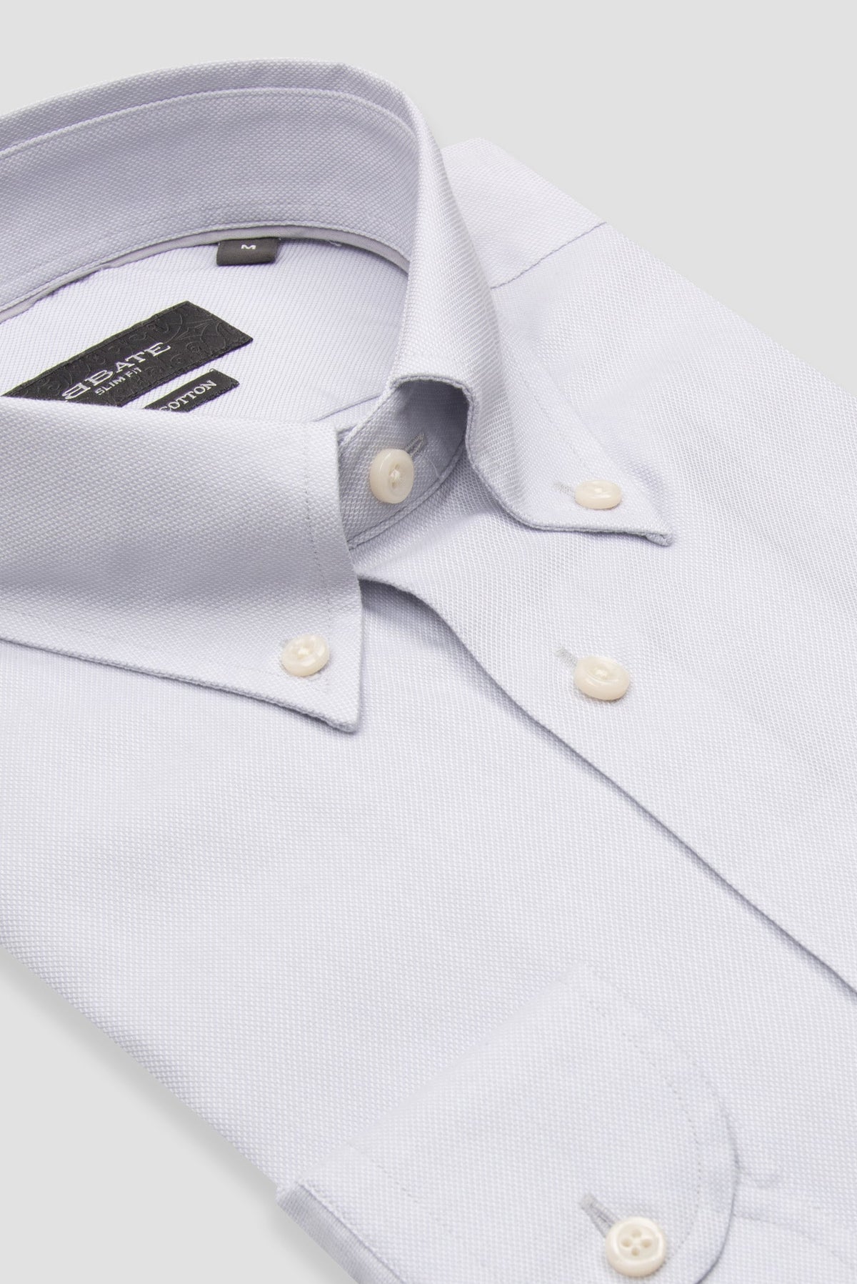 Abbate Carlo Royal Oxford Kolay Ütülenebilir %100 Pamuklu Slim Fit Açık Gri Düğmeli Yaka Erkek Düz Gömlek