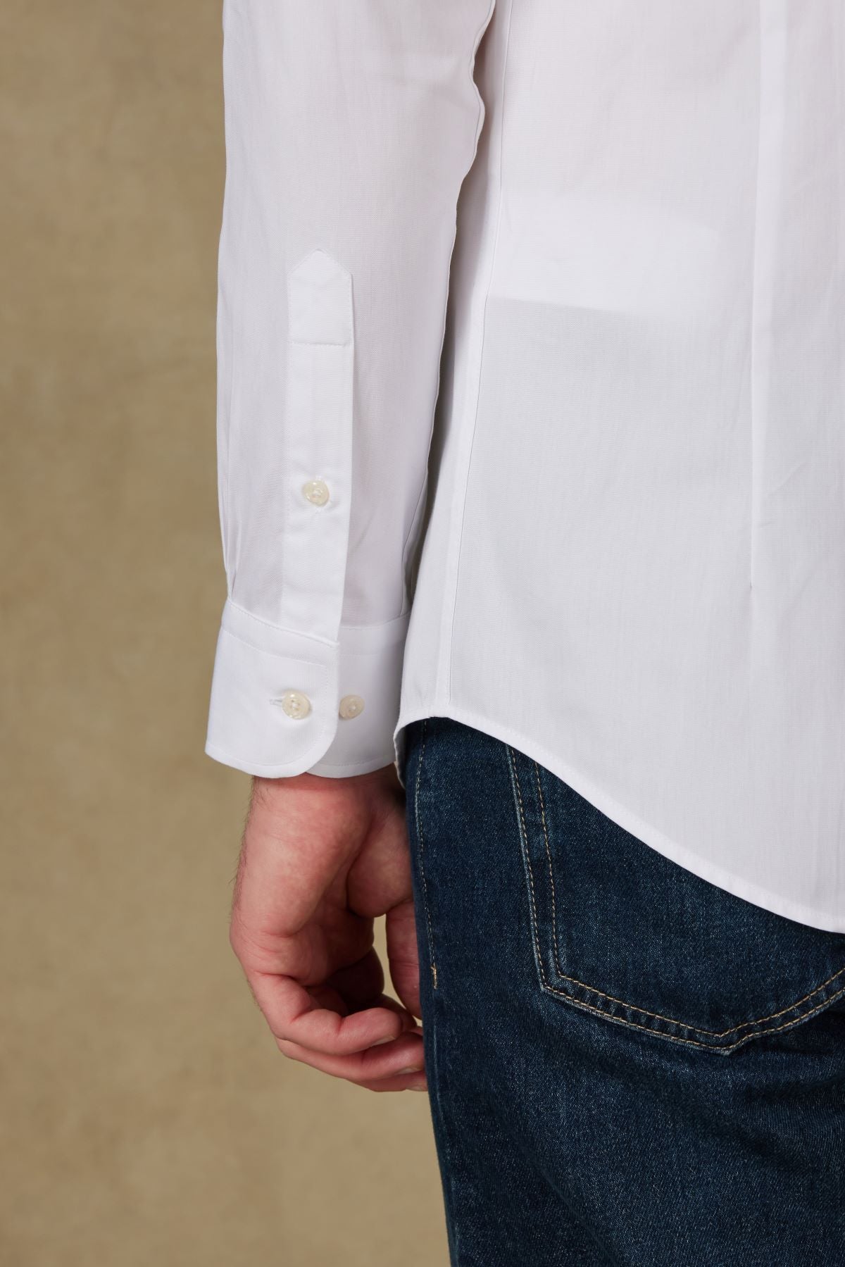 Abbate Carlo Royal Oxford Pamuklu Slim Fit Beyaz Düğmeli Yaka Erkek Düz Gömlek