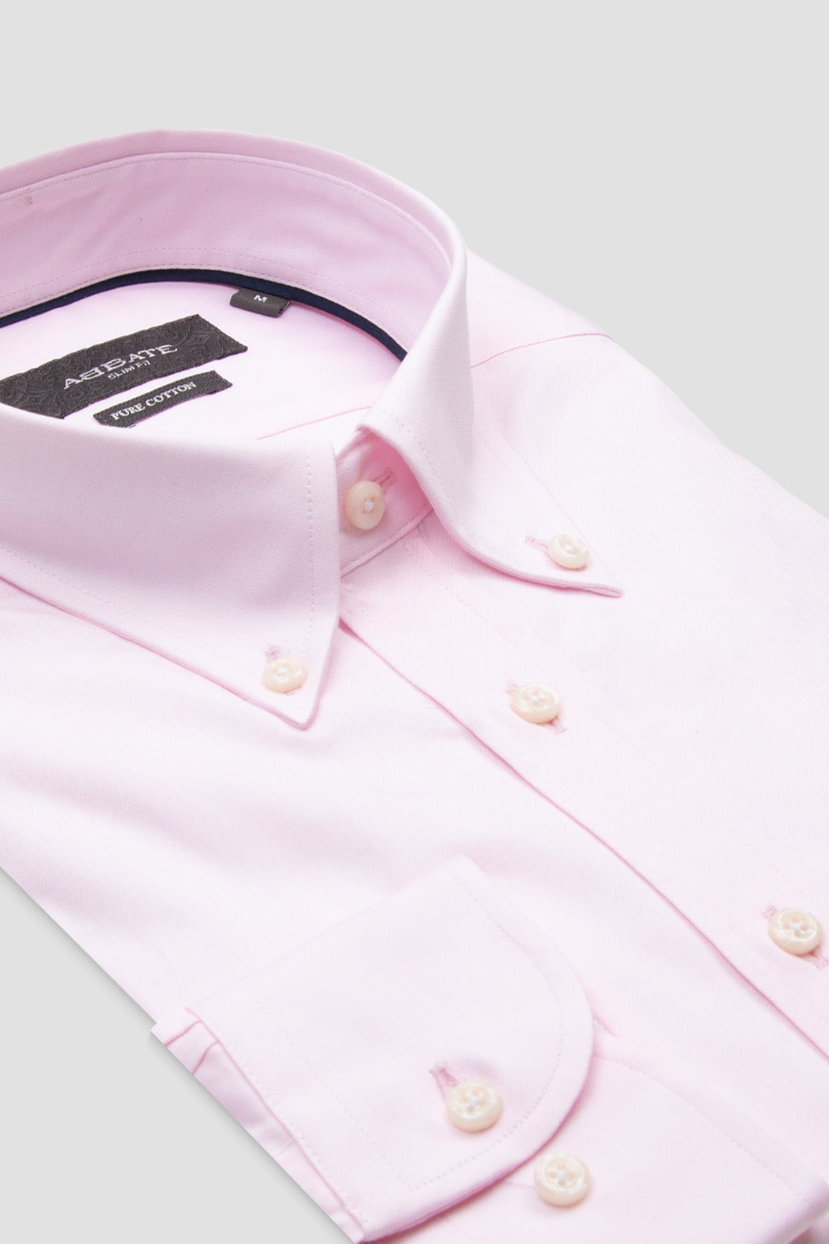 Abbate Carlo Royal Oxford Pamuklu Slim Fit Pembe Düğmeli Yaka Erkek Düz Gömlek