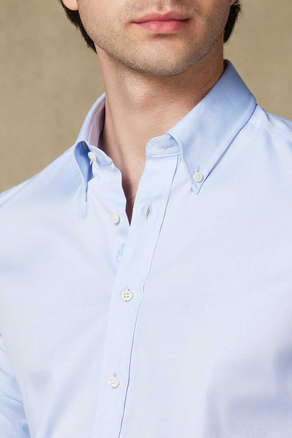 Abbate Carlo Royal Oxford Pamuklu Slim Fit Açık Mavi Düğmeli Yaka Erkek Düz Gömlek