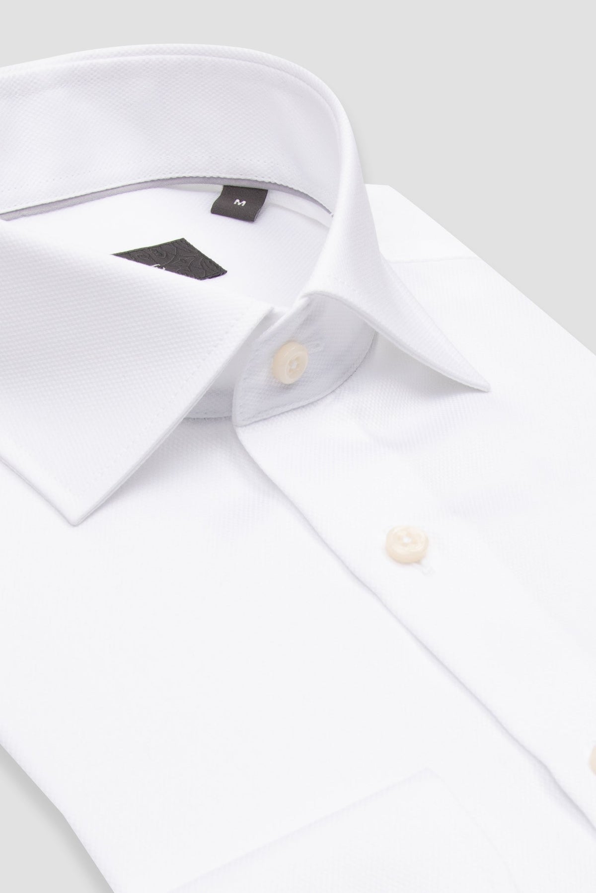 Abbate Donatello Non Iron Armür %100 Pamuk Slim Fit Beyaz Klasik Yaka Erkek Düz Gömlek