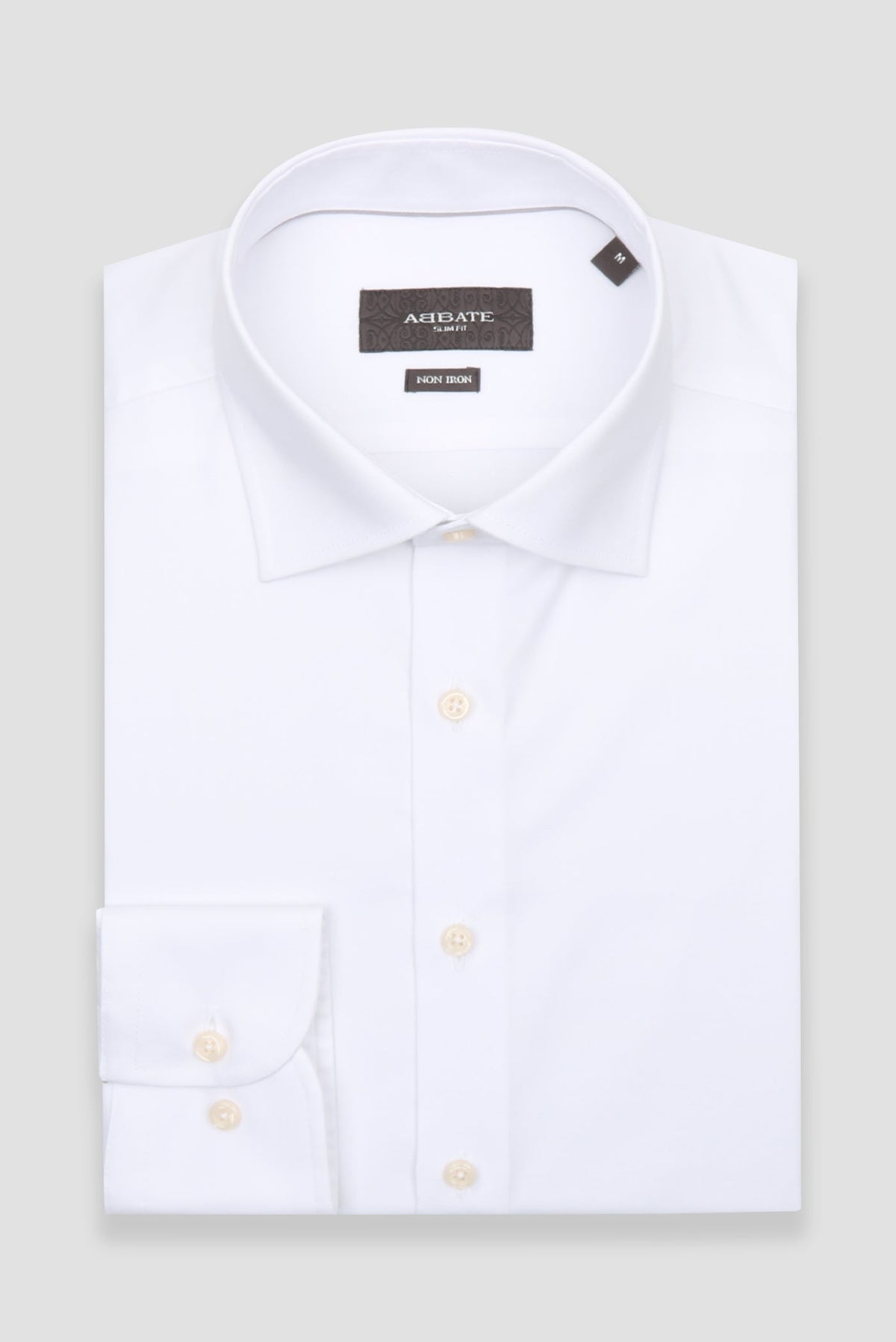 Abbate Donatello Non Iron Armür Pamuklu Slim Fit Beyaz Klasik Yaka Erkek Düz Gömlek