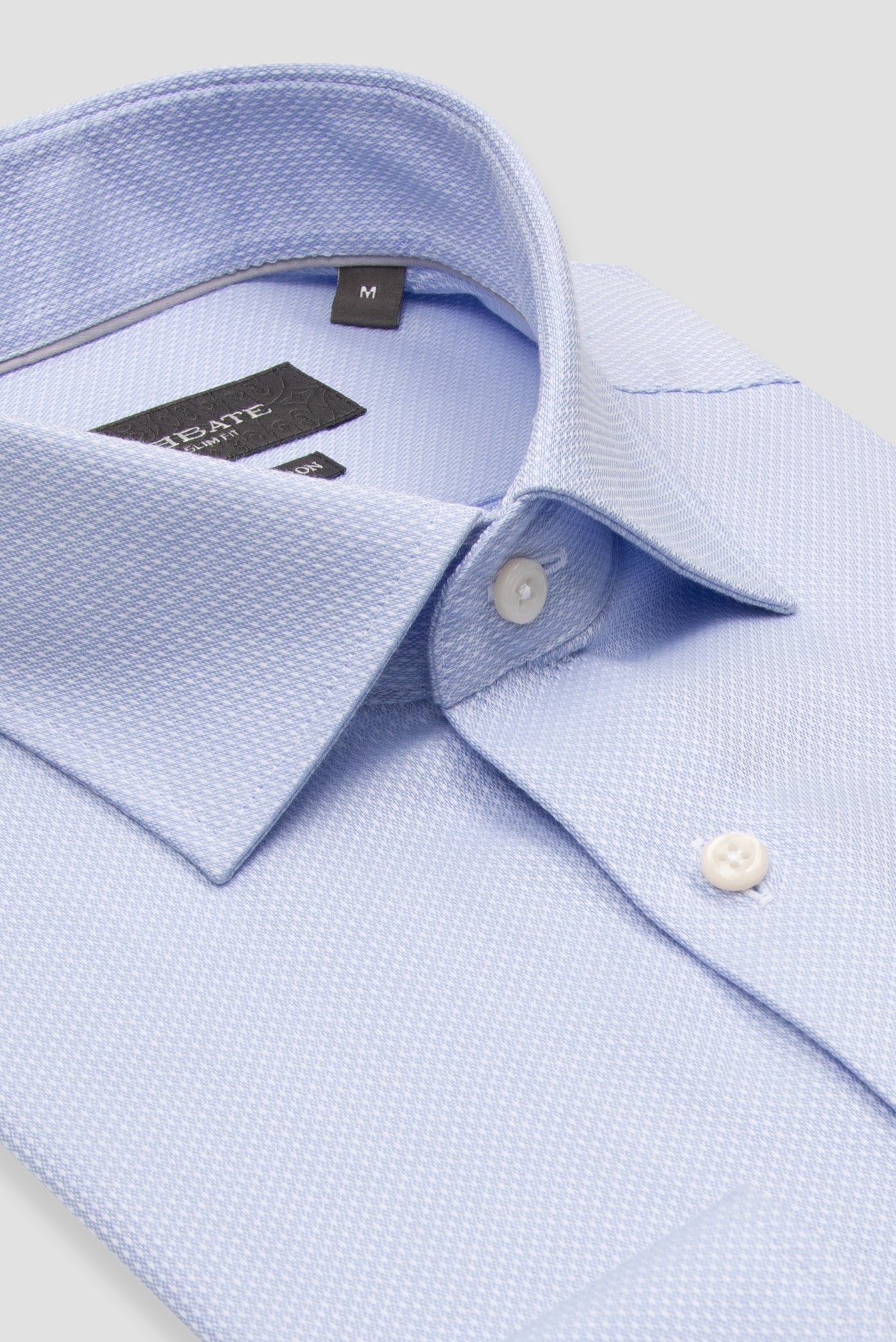 Abbate Donatello Non Iron Armür Pamuklu Slim Fit Açık Mavi Klasik Yaka Erkek Düz Gömlek