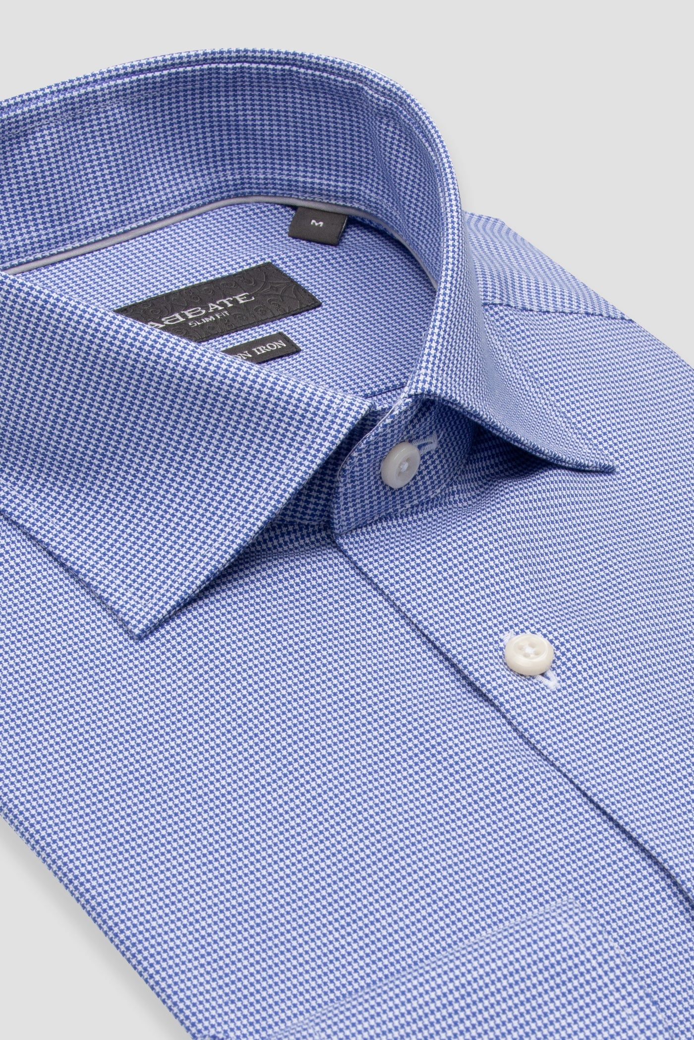 Abbate Donatello Non Iron Armür Pamuklu Slim Fit Açık Mavi Klasik Yaka Erkek Desenli Gömlek