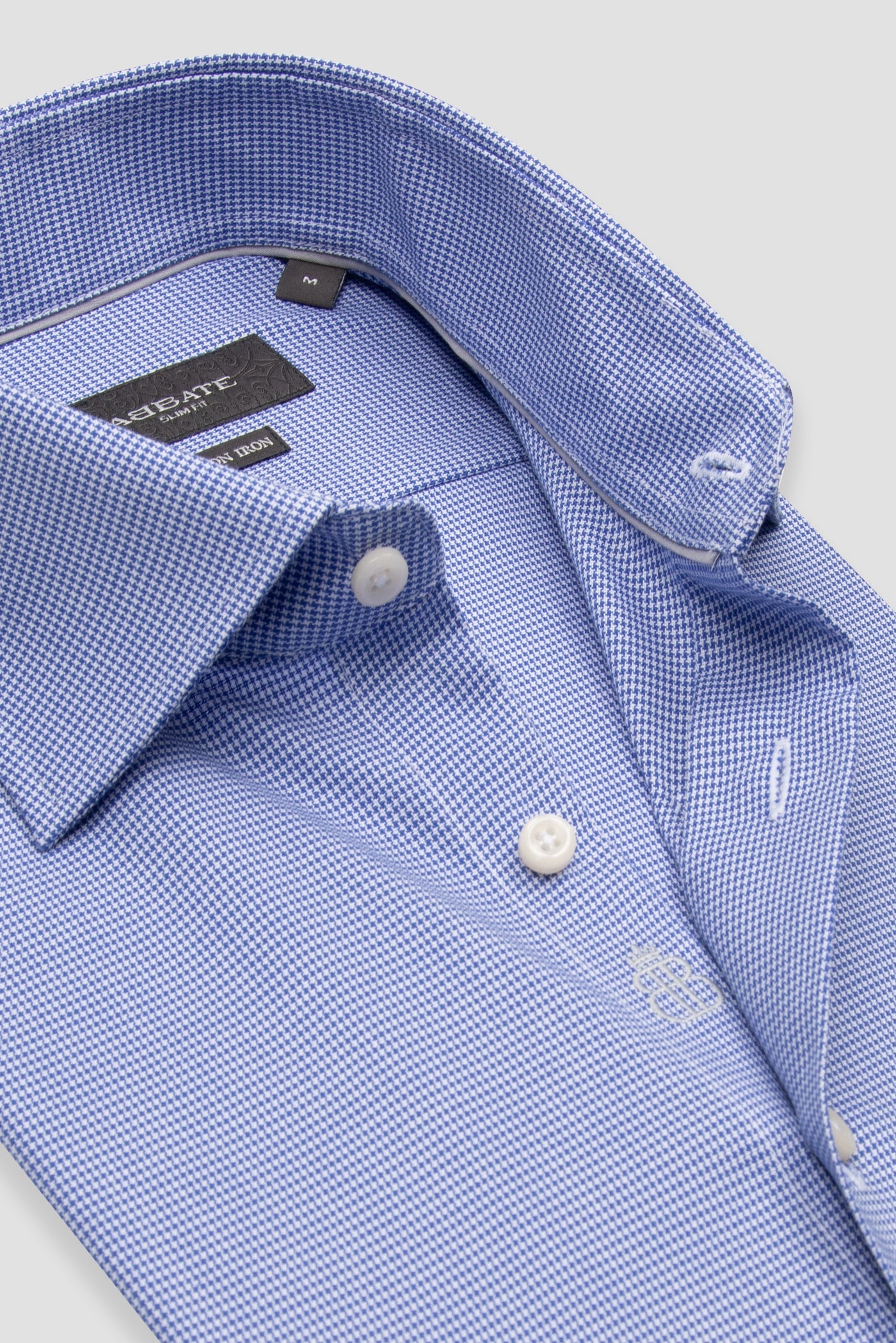 Abbate Donatello Non Iron Armür Pamuklu Slim Fit Açık Mavi Klasik Yaka Erkek Desenli Gömlek