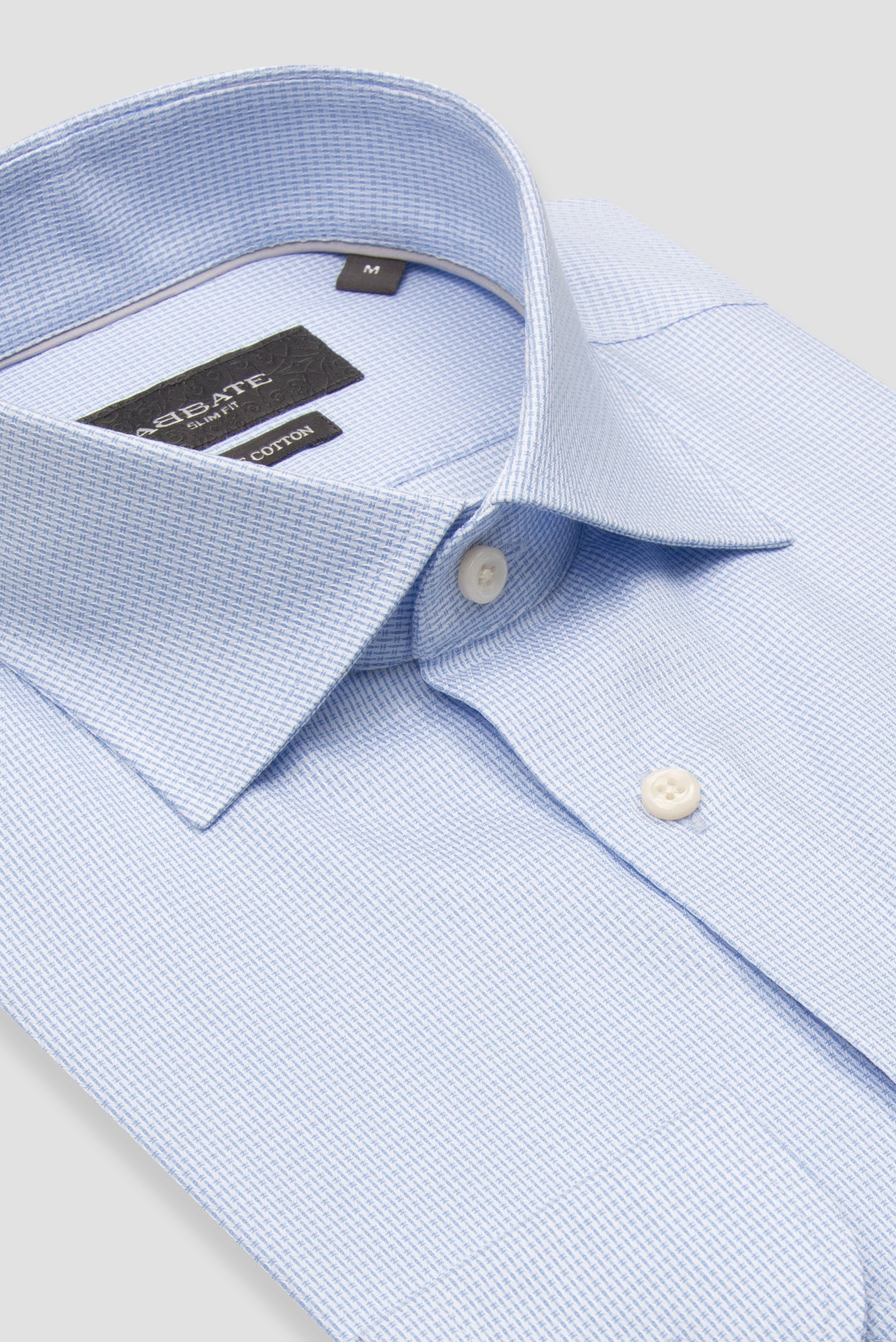 Abbate Donatello Armür Pamuklu Slim Fit Açık Mavi Klasik Yaka Erkek Desenli Gömlek