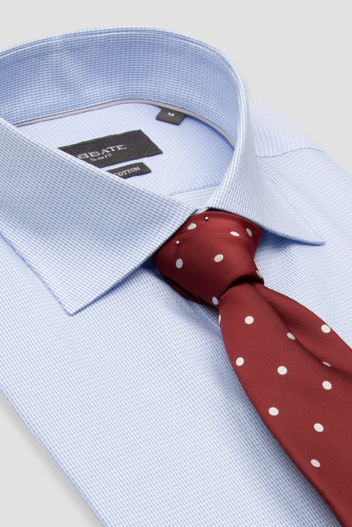 Abbate Donatello Armür Pamuklu Slim Fit Açık Mavi Klasik Yaka Erkek Desenli Gömlek