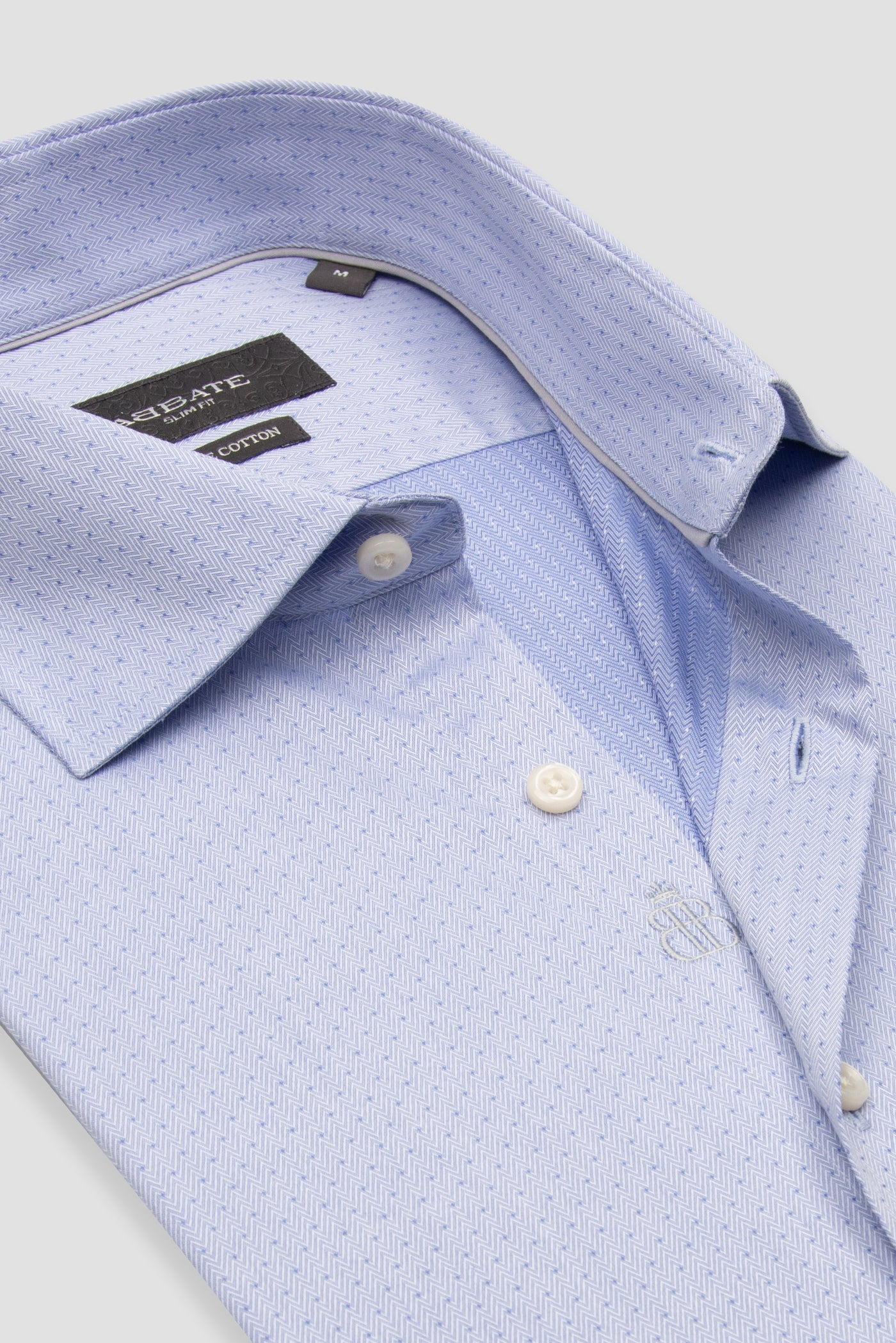 Abbate Donatello Armür Pamuklu Slim Fit Açık Mavi Klasik Yaka Erkek Desenli Gömlek