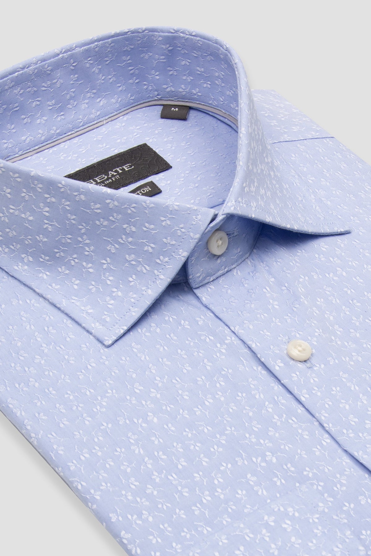 Abbate Donatello Jakar %100 Pamuk Slim Fit Açık Mavi Klasik Yaka Erkek Desenli Gömlek
