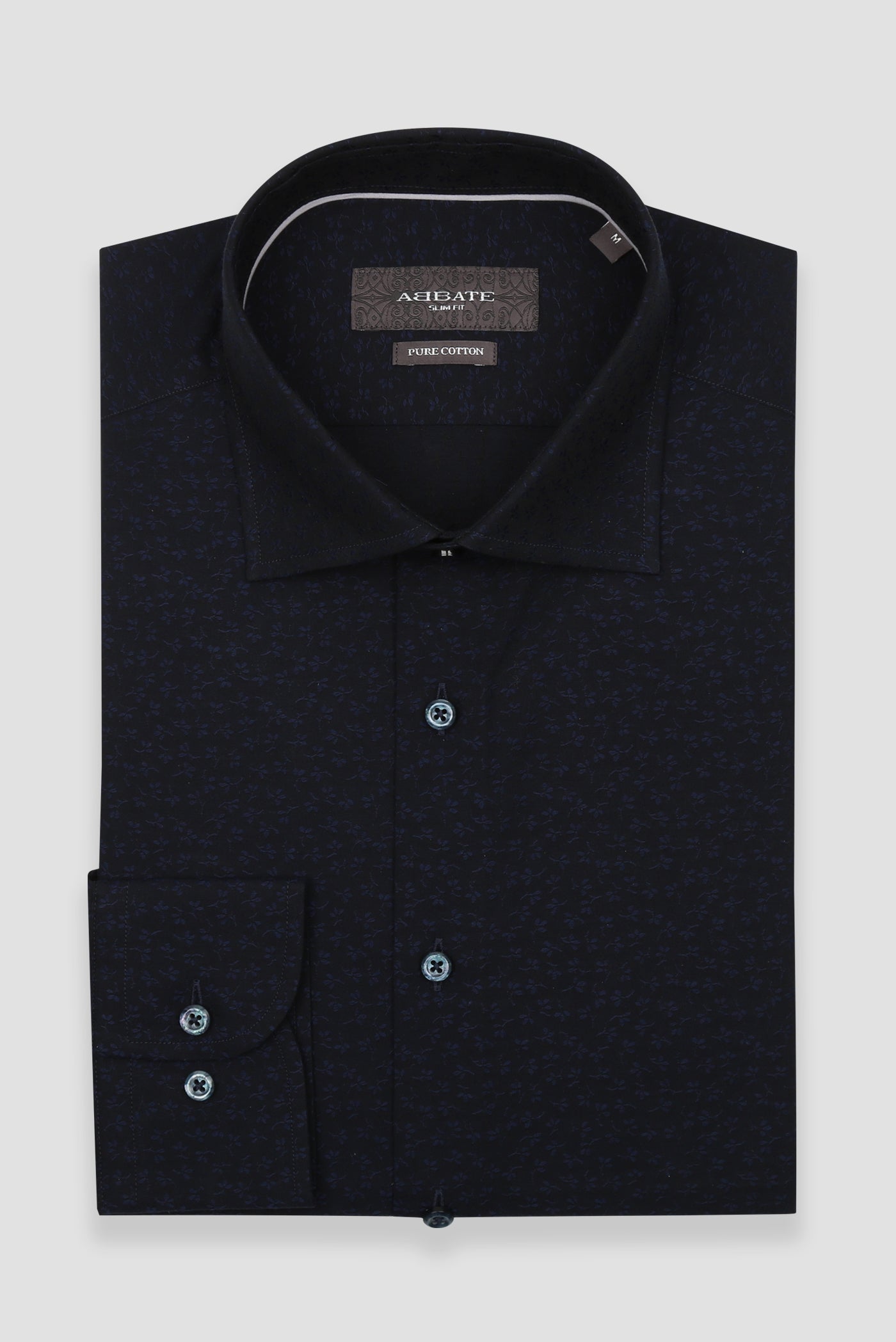 Abbate Donatello Jakar Pamuklu Slim Fit Lacivert Klasik Yaka Erkek Desenli Gömlek