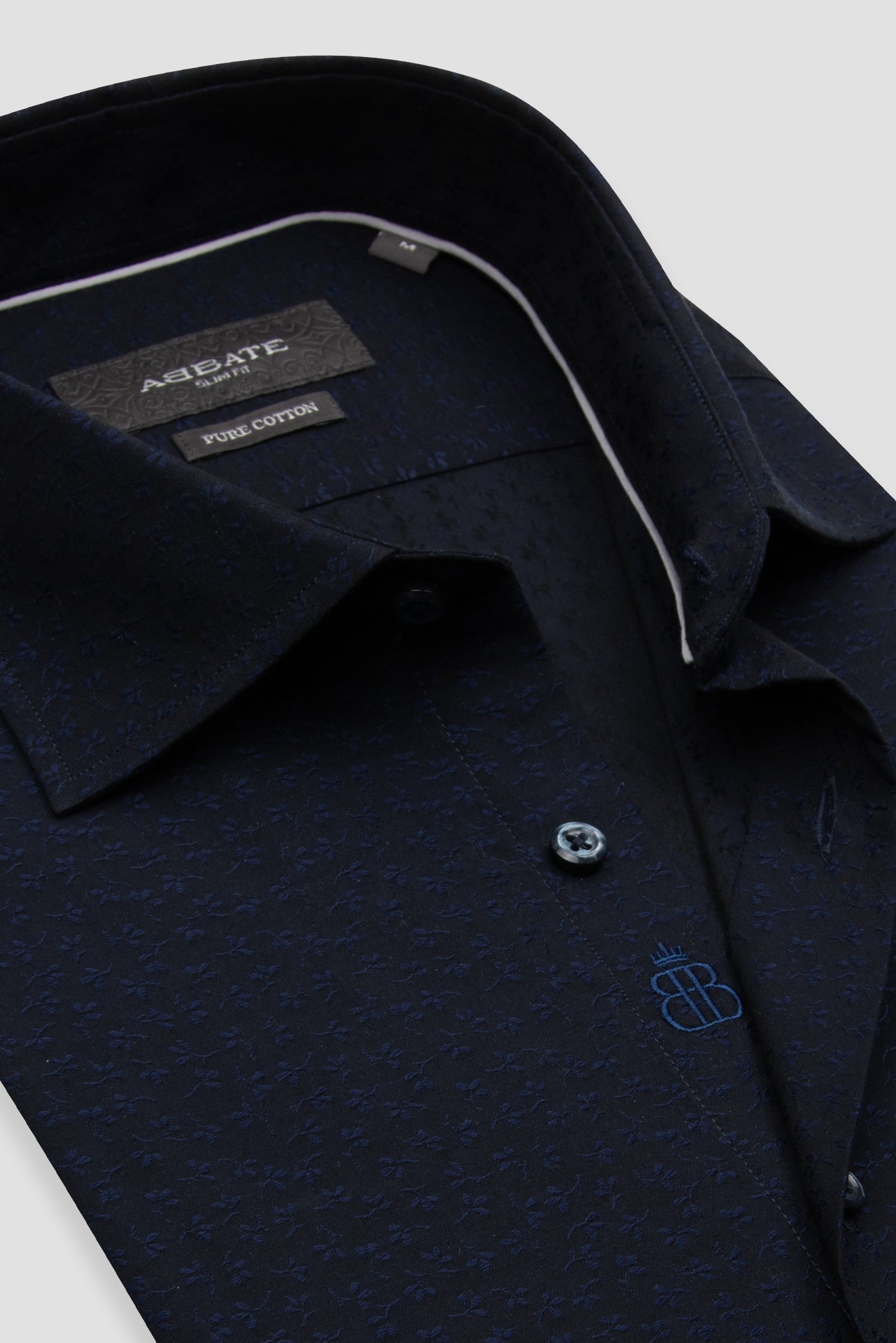 Abbate Donatello Jakar Pamuklu Slim Fit Lacivert Klasik Yaka Erkek Desenli Gömlek