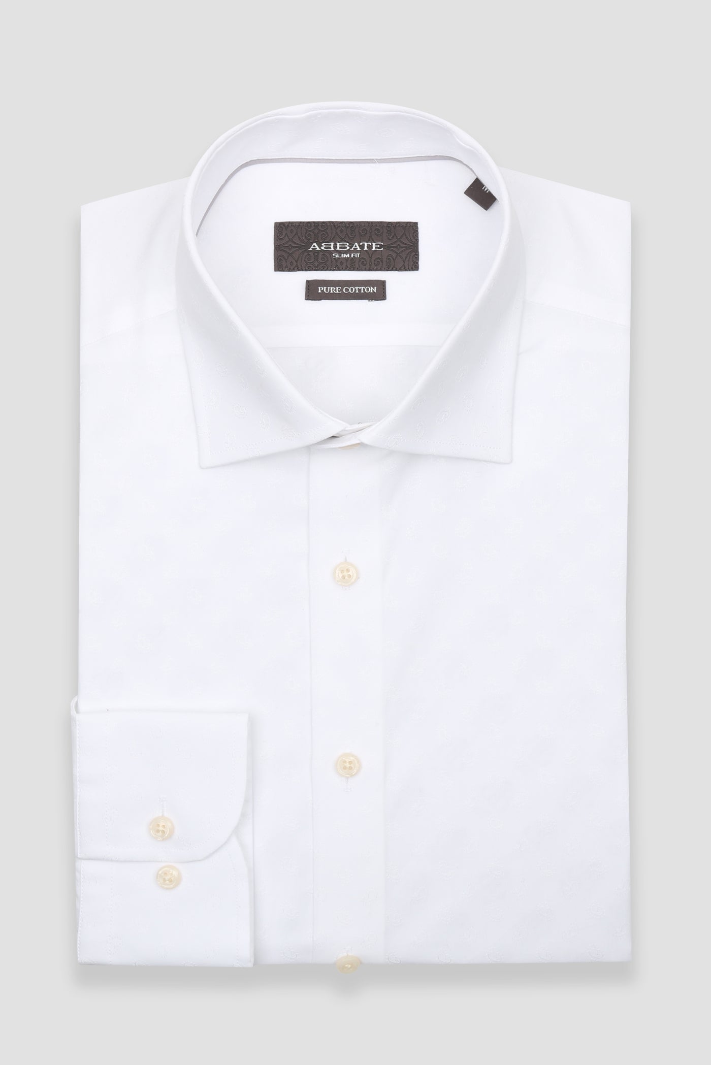 Abbate Donatello Jakar Pamuklu Slim Fit Beyaz Klasik Yaka Erkek Desenli Gömlek