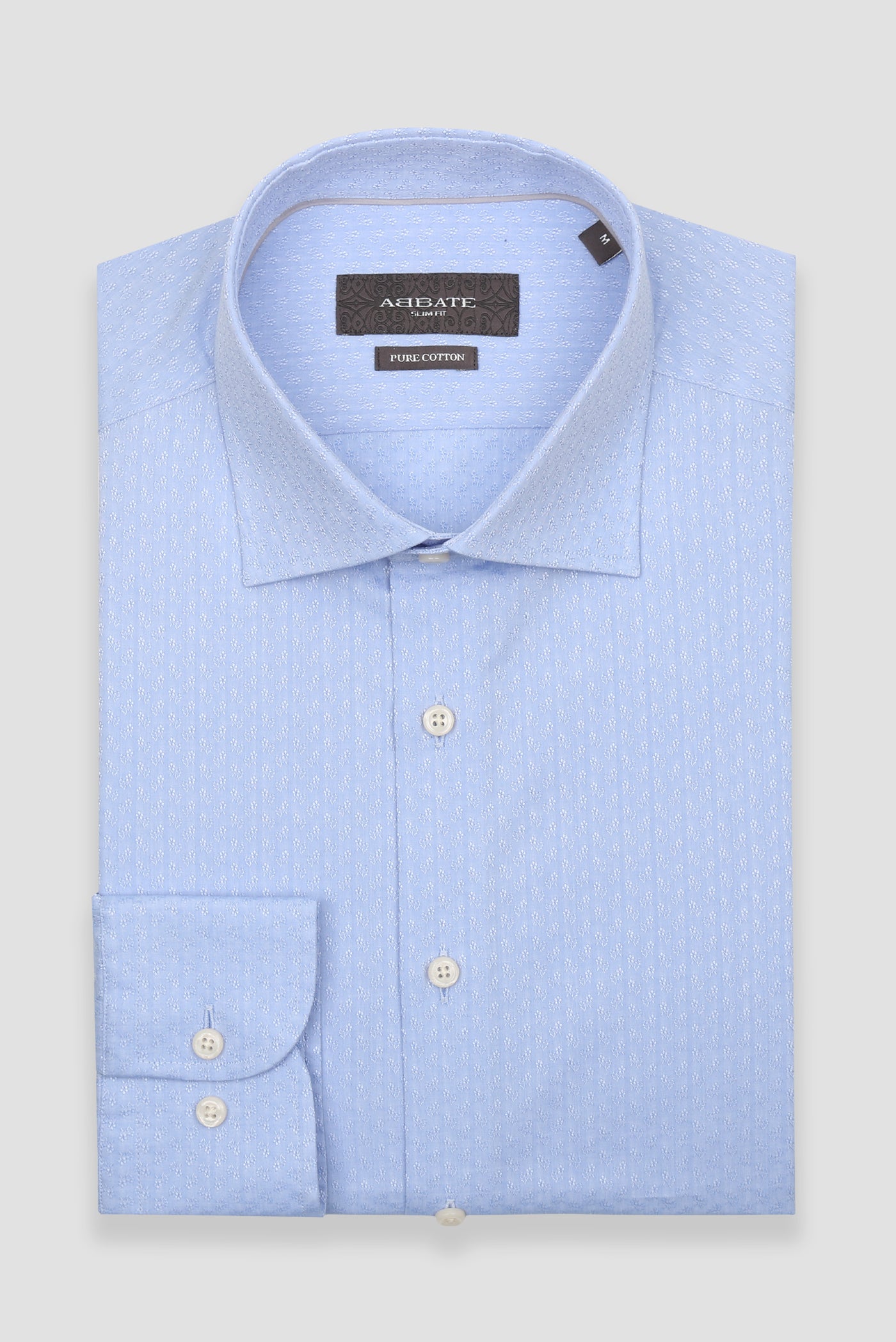 Abbate Donatello Jakar Pamuklu Slim Fit Açık Mavi Klasik Yaka Erkek Desenli Gömlek