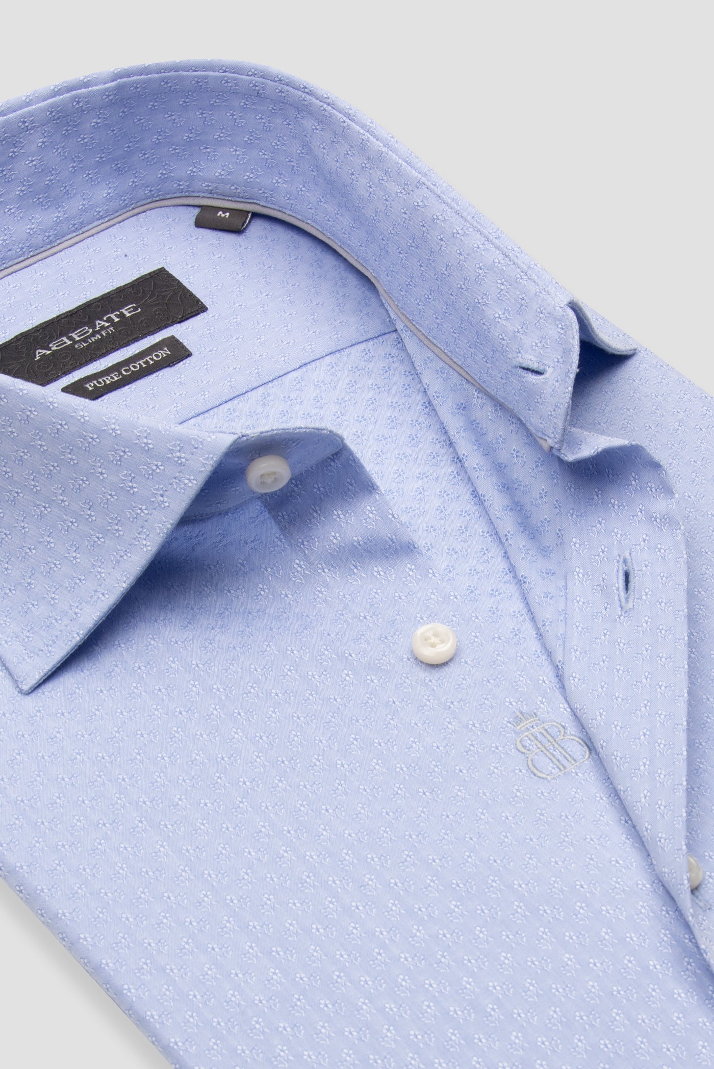 Abbate Donatello Jakar Pamuklu Slim Fit Açık Mavi Klasik Yaka Erkek Desenli Gömlek