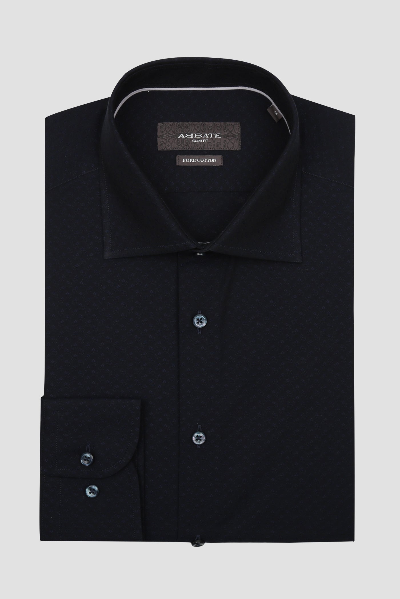 Abbate Donatello Jakar Pamuklu Slim Fit Lacivert Klasik Yaka Erkek Desenli Gömlek