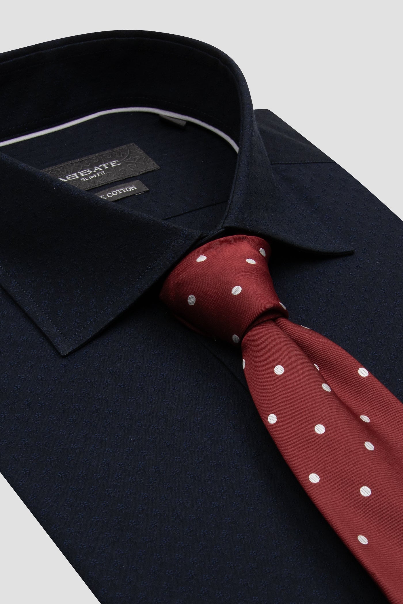 Abbate Donatello Jakar Pamuklu Slim Fit Lacivert Klasik Yaka Erkek Desenli Gömlek