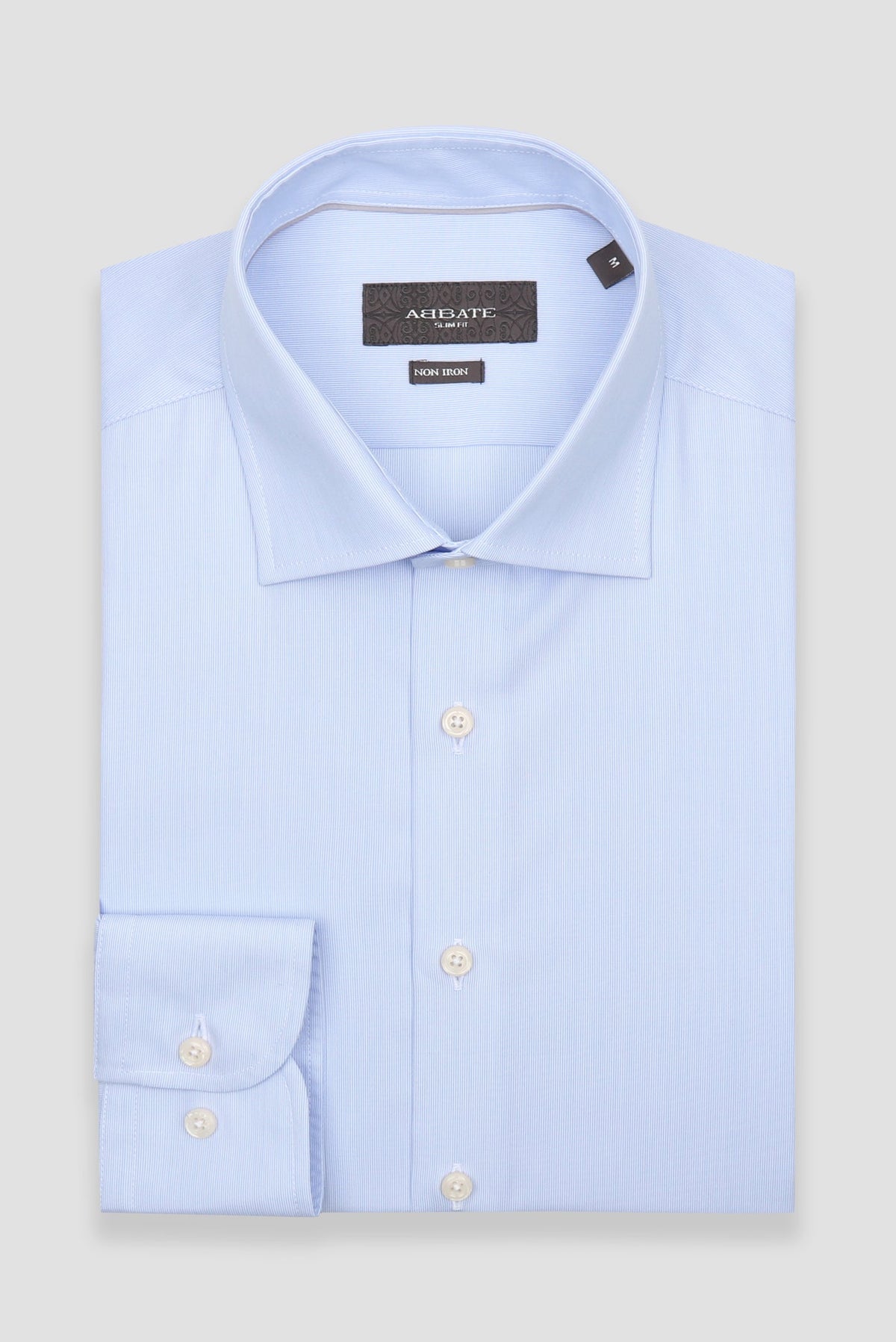 Abbate Donatello Non Iron Poplin Pamuklu Slim Fit Açık Mavi Klasik Yaka Erkek Çizgili Gömlek