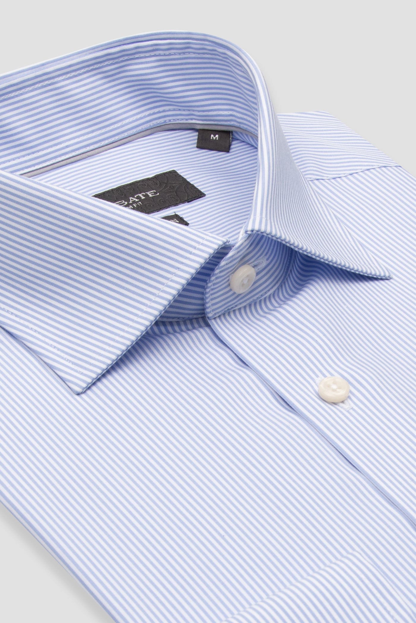 Abbate Donatello Non Iron Poplin Pamuklu Slim Fit Açık Mavi Klasik Yaka Erkek Çizgili Gömlek