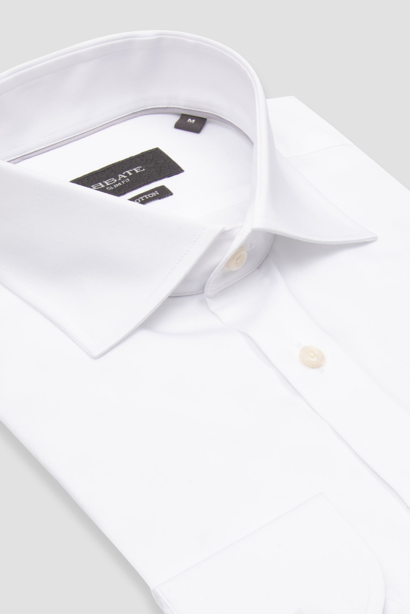 Abbate Donatello Saten Pamuklu Slim Fit Beyaz Klasik Yaka Erkek Düz Gömlek