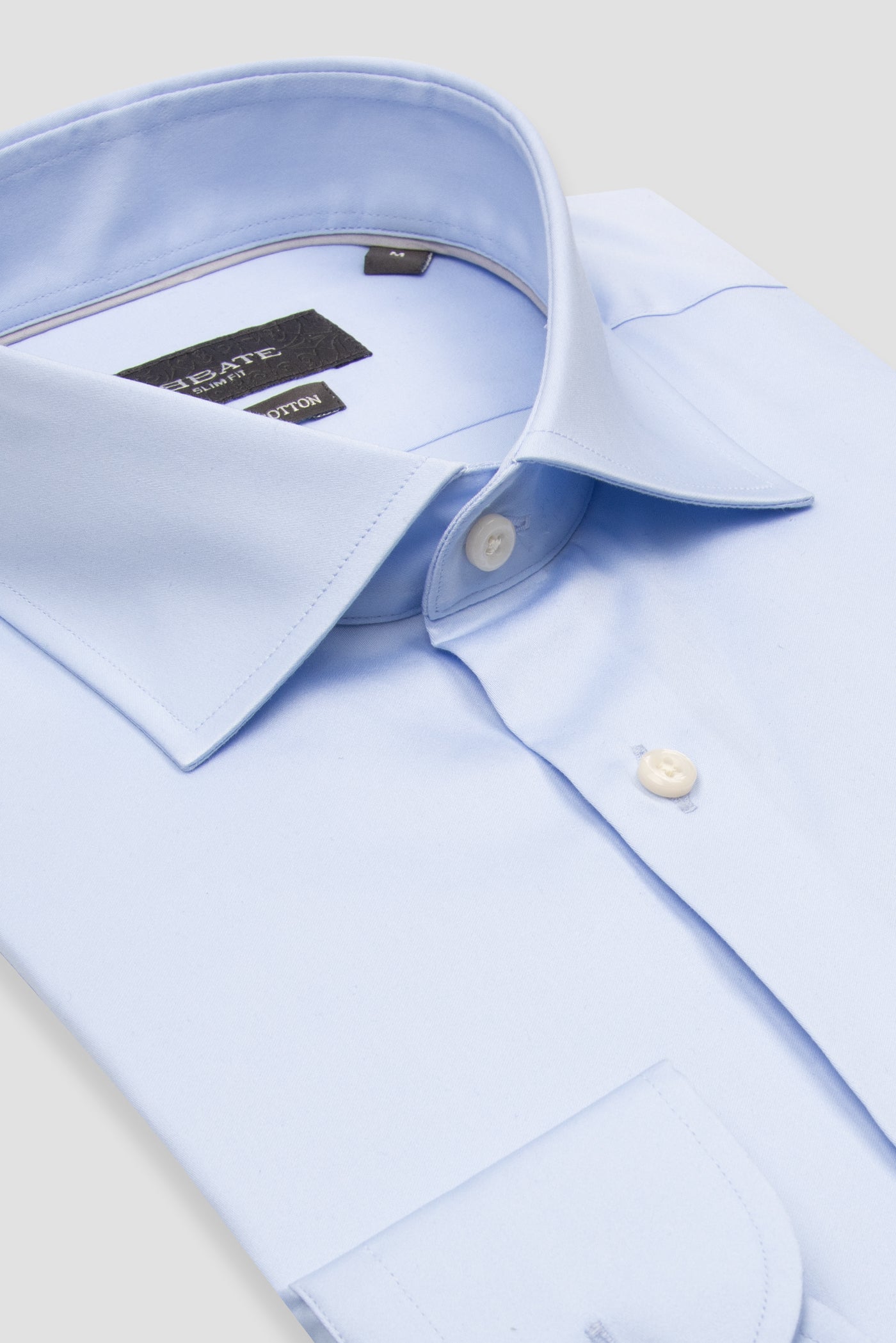 Abbate Donatello Saten Pamuklu Slim Fit Açık Mavi Klasik Yaka Erkek Düz Gömlek