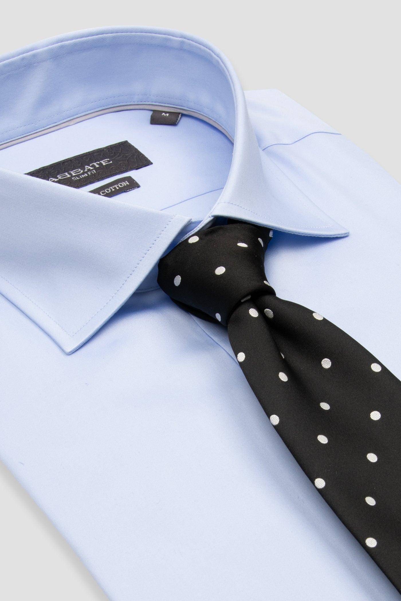 Abbate Donatello Saten Pamuklu Slim Fit Açık Mavi Klasik Yaka Erkek Düz Gömlek