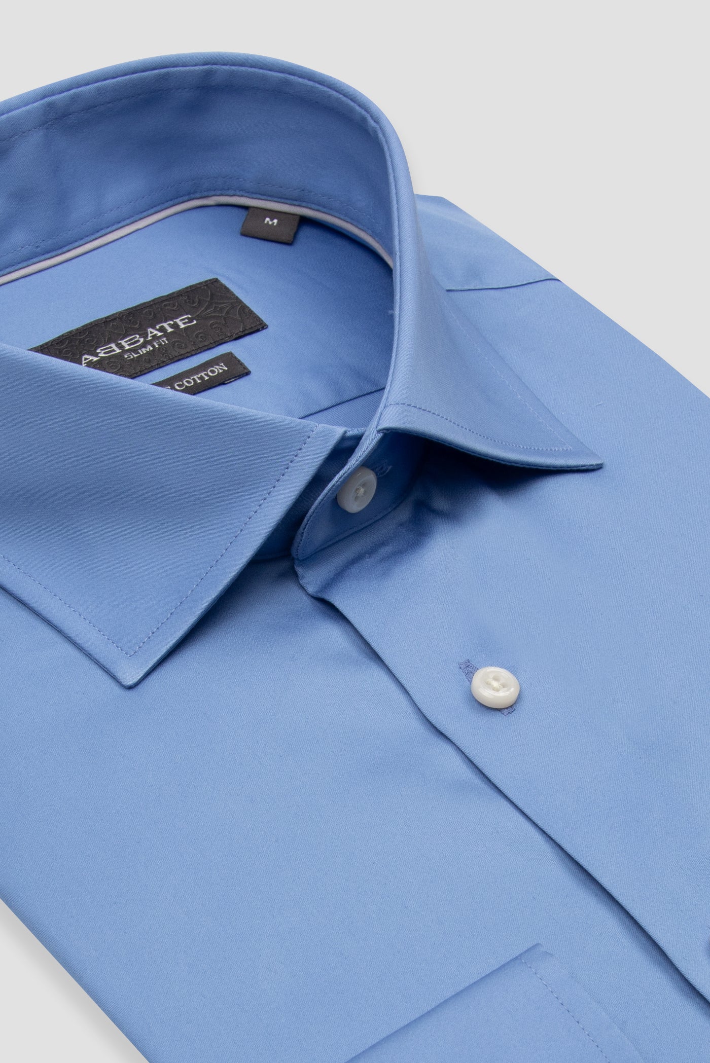 Abbate Donatello Saten Pamuklu Slim Fit Koyu Mavi Klasik Yaka Erkek Düz Gömlek
