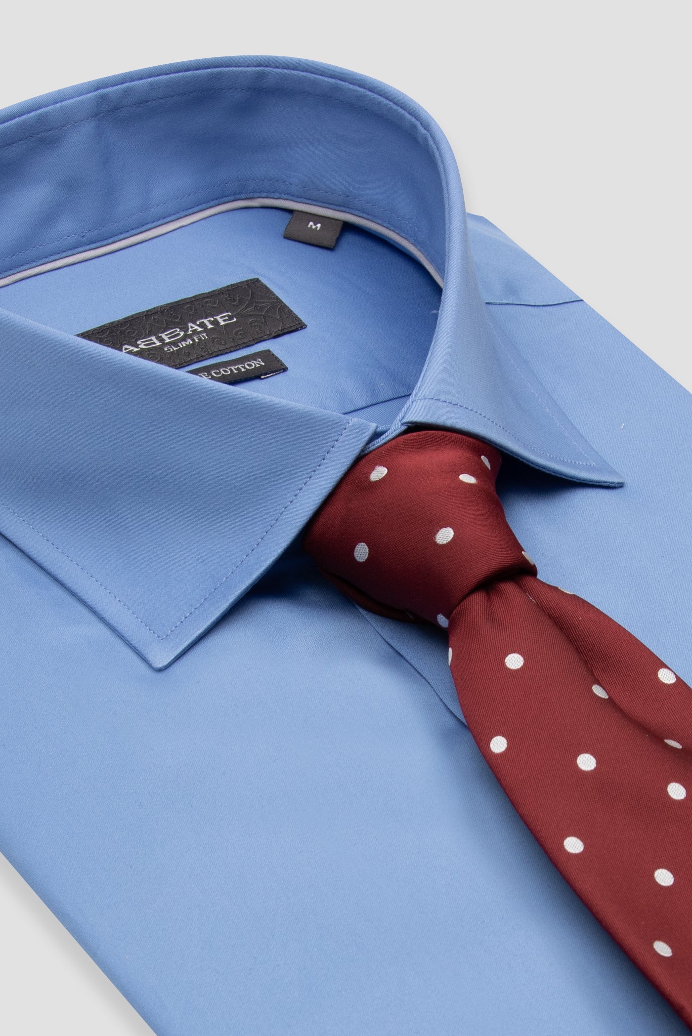 Abbate Donatello Saten Pamuklu Slim Fit Koyu Mavi Klasik Yaka Erkek Düz Gömlek