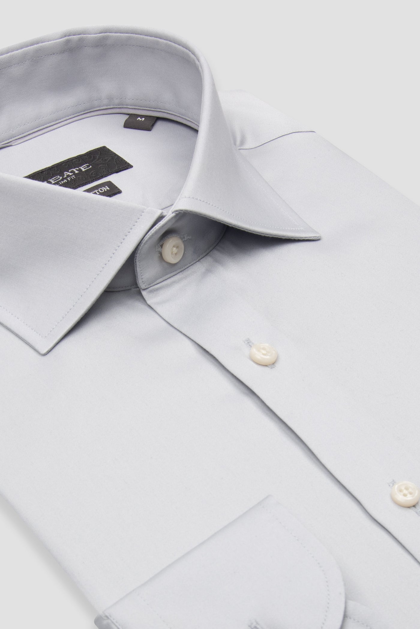 Abbate Donatello Saten Pamuklu Slim Fit Açık Gri Klasik Yaka Erkek Düz Gömlek