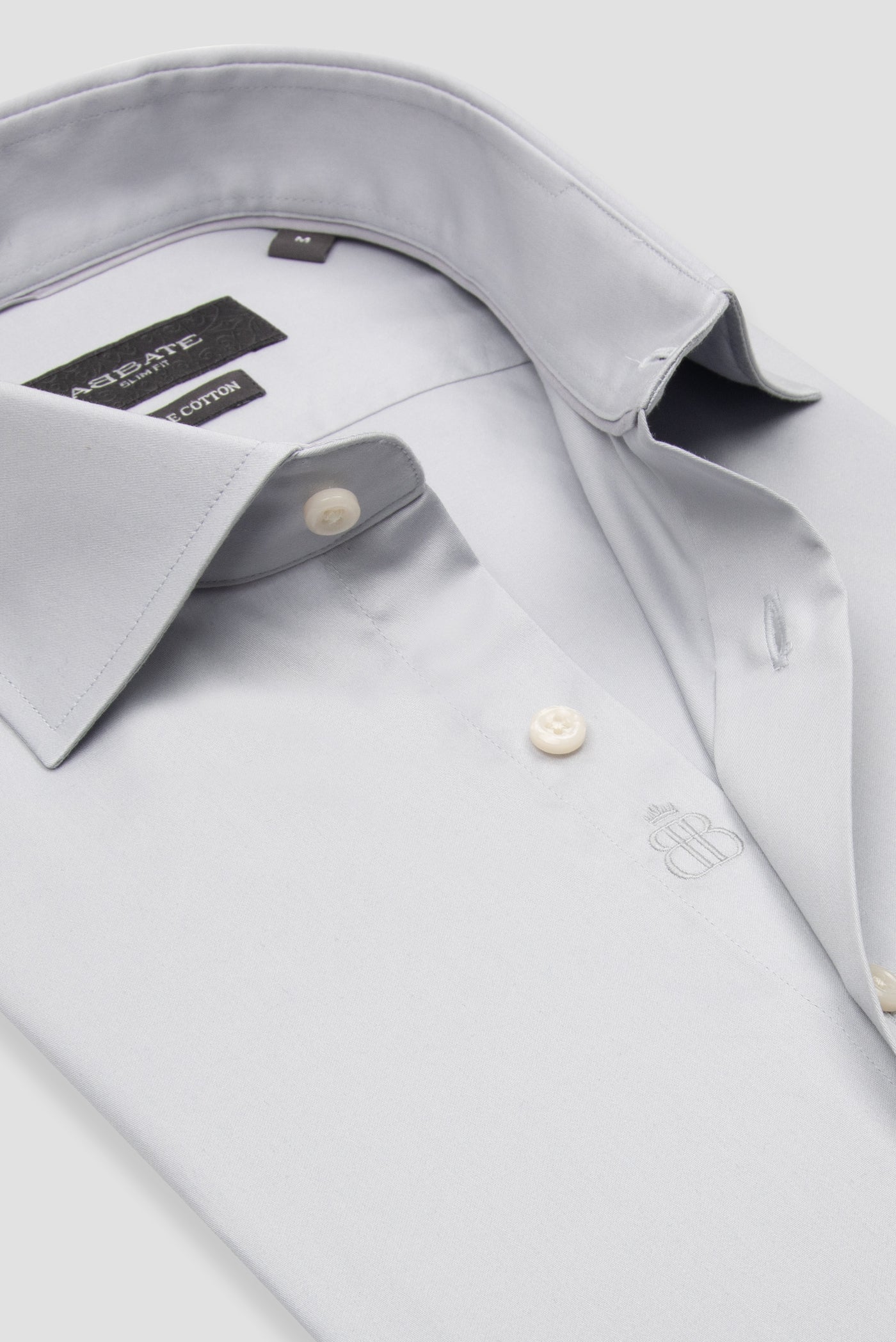 Abbate Donatello Saten Pamuklu Slim Fit Açık Gri Klasik Yaka Erkek Düz Gömlek