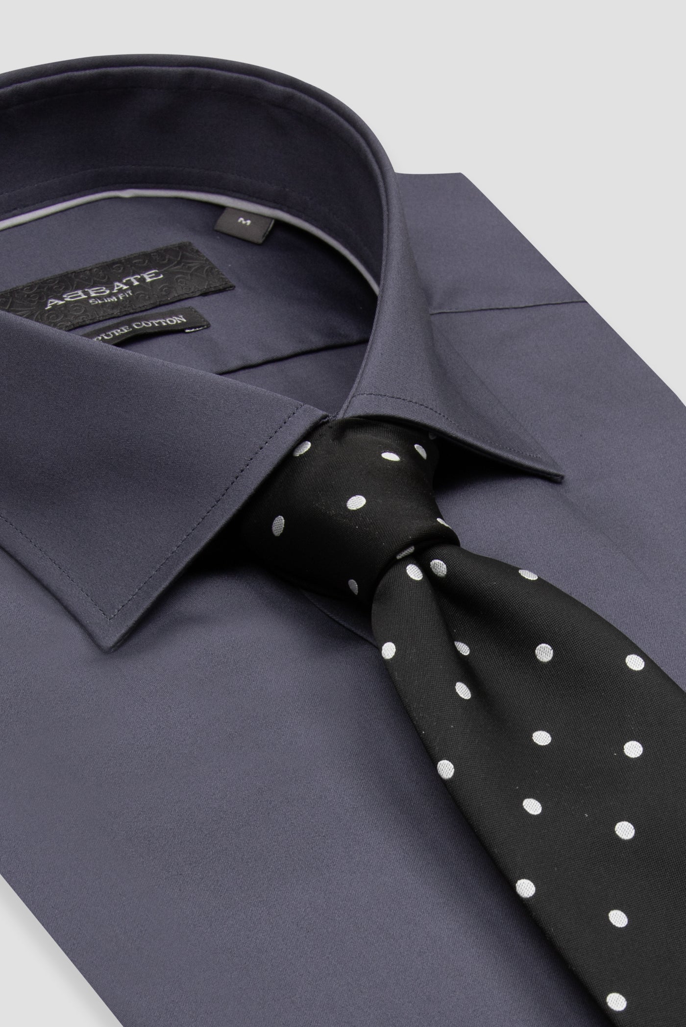 Abbate Donatello Saten Pamuklu Slim Fit Antrasit Klasik Yaka Erkek Düz Gömlek