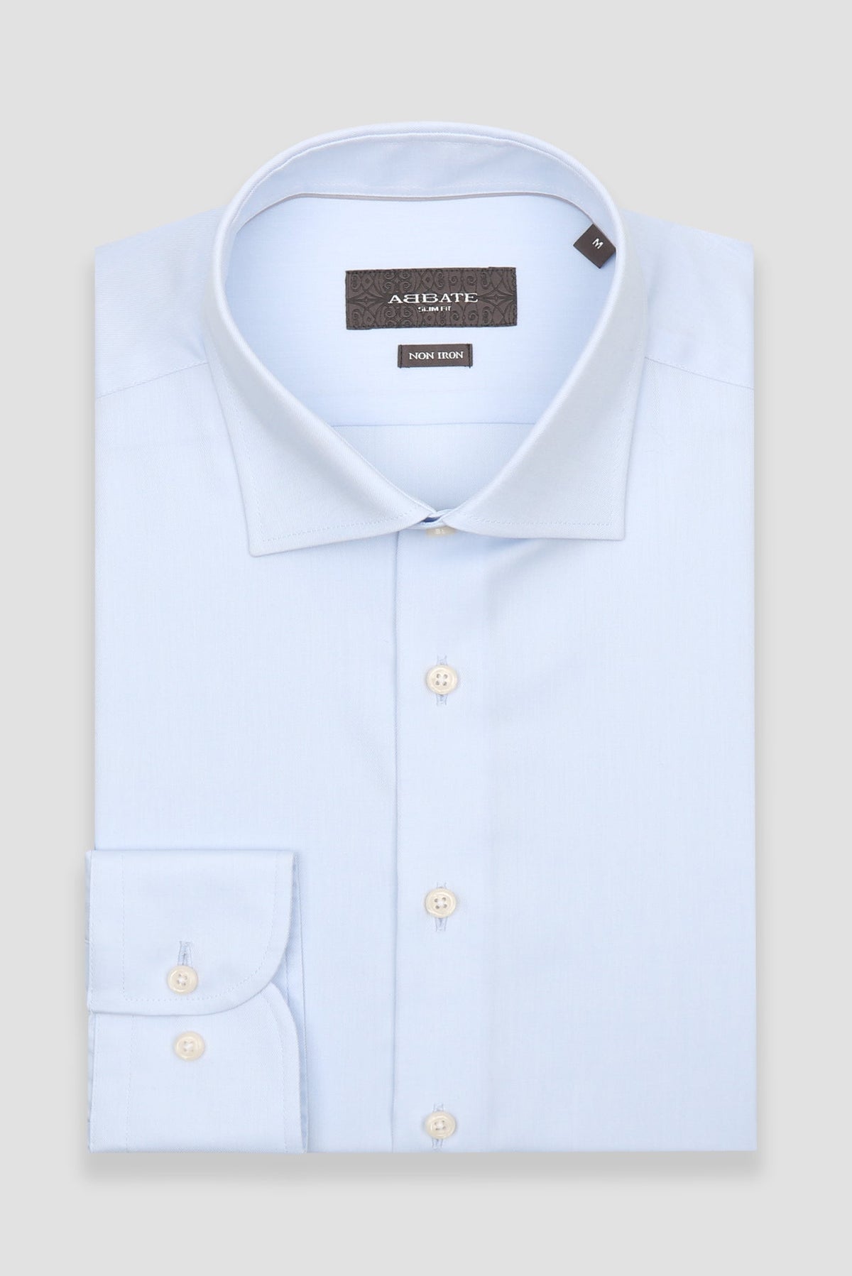 Abbate Donatello Non Iron Twill Pamuklu Slim Fit Açık Mavi Klasik Yaka Erkek Düz Gömlek